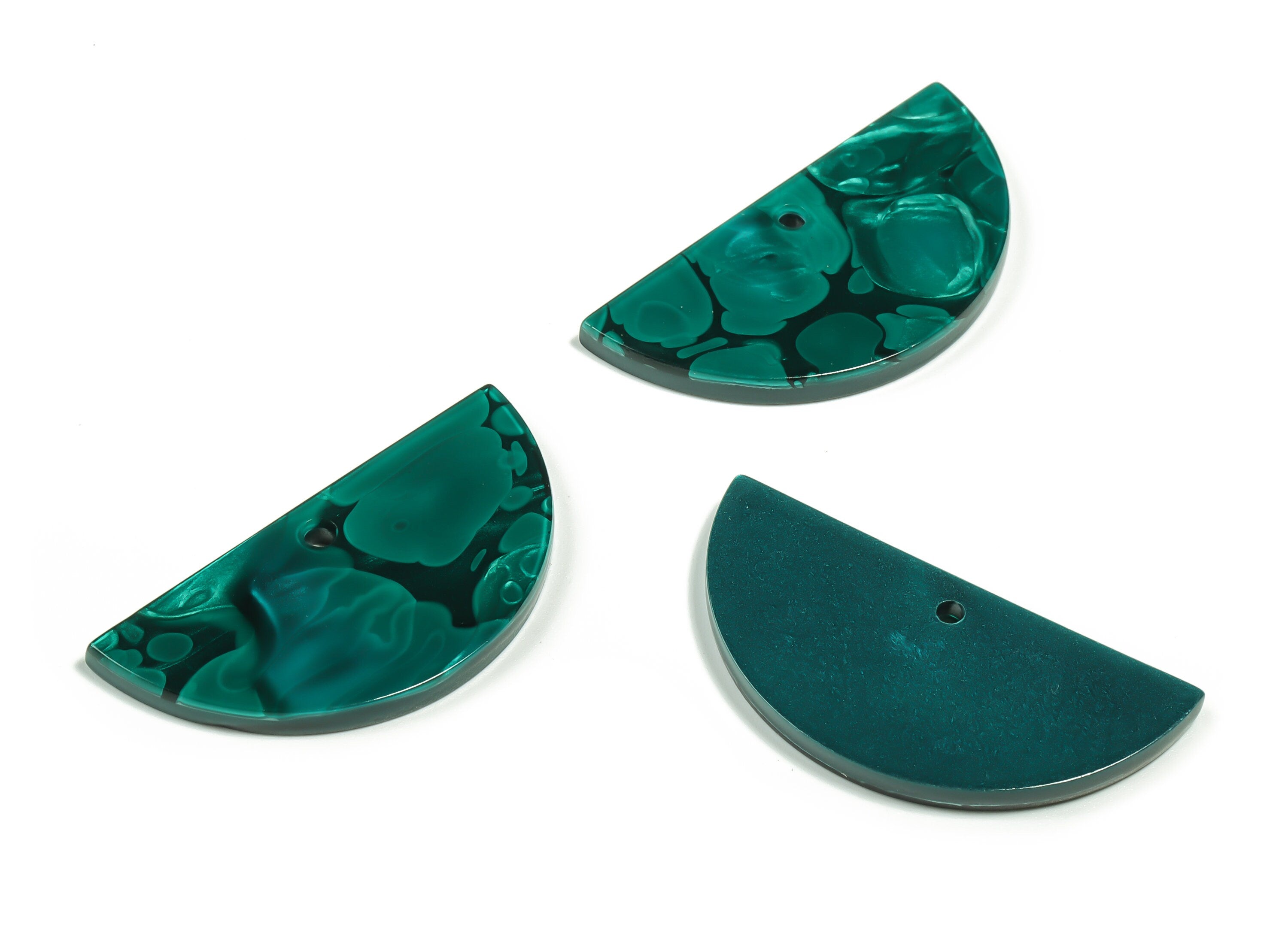 Acrylic Semicircle Earring Charms - Acrylic Half Moon Pendant - Jewelry Making Supplies - Color Code: A624 - 36.8x18.06x2.84mm - AC2342-A624 - DOMEDBAZAAR