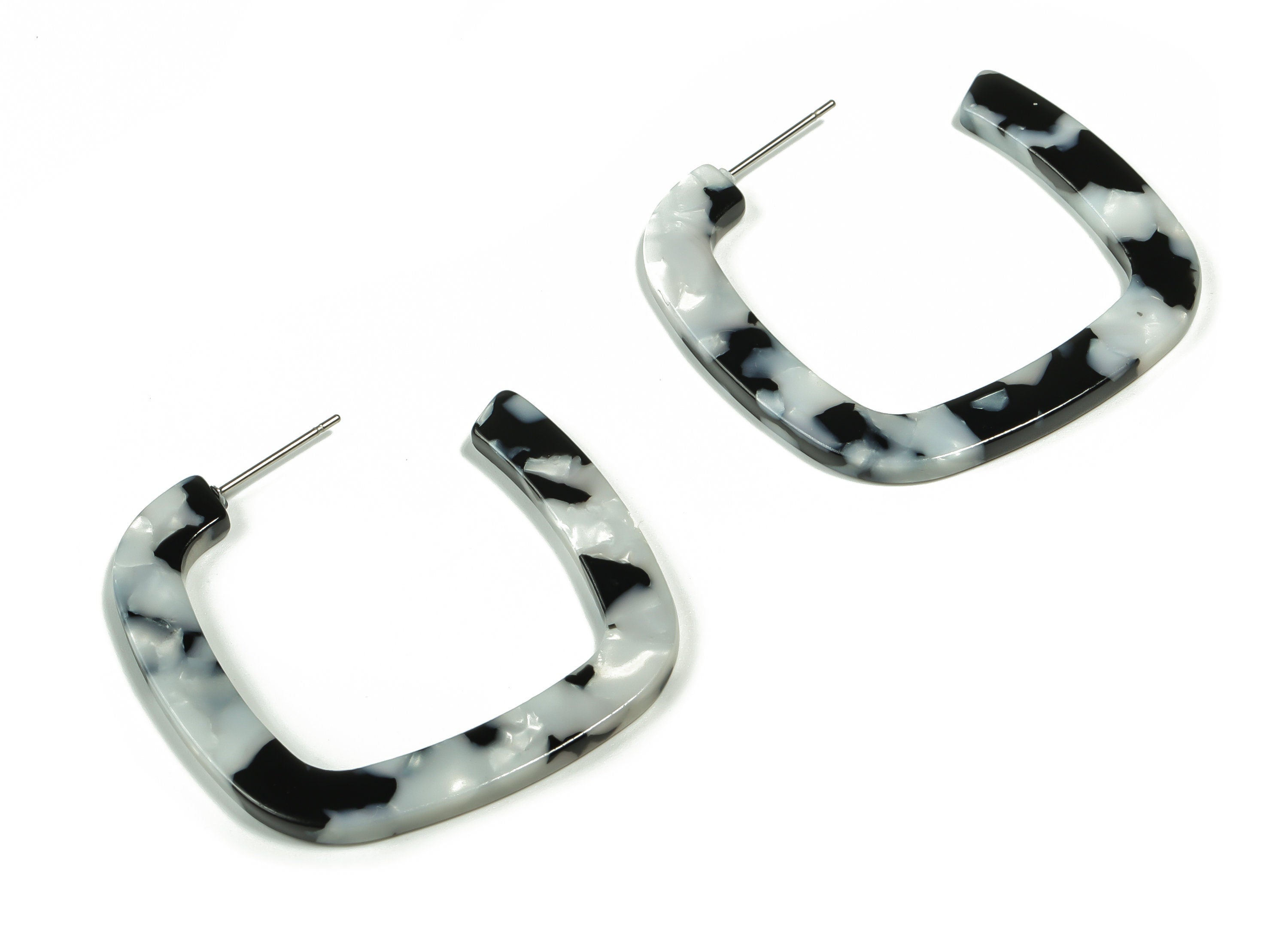 Acrylic Square Earring Post - Square Fashion Earring - 316 Surgical Stainless Steel Stud - Color Code: A15 - 39.19x39.27x2.63mm - AC2349-A15 - DOMEDBAZAAR