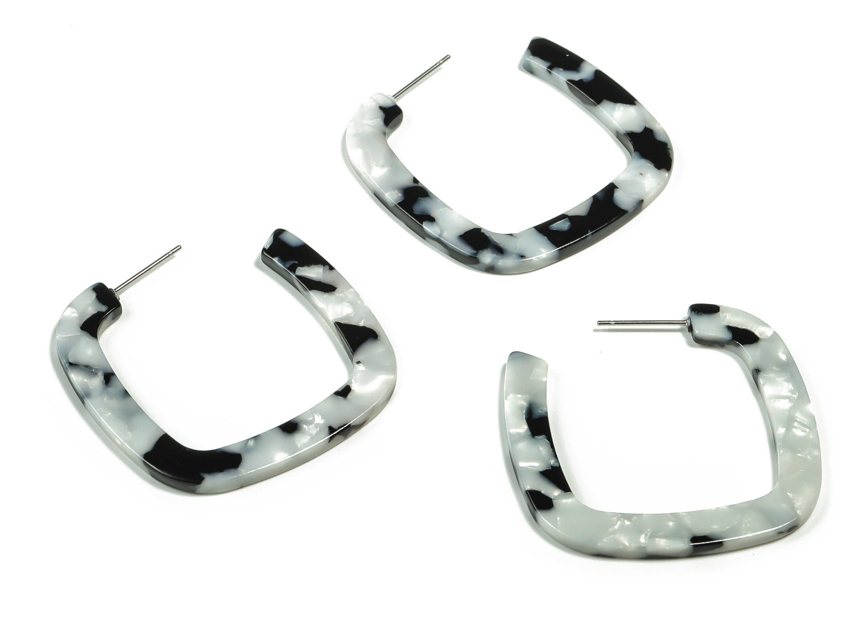 Acrylic Square Earring Post - Square Fashion Earring - 316 Surgical Stainless Steel Stud - Color Code: A15 - 39.19x39.27x2.63mm - AC2349-A15 - DOMEDBAZAAR