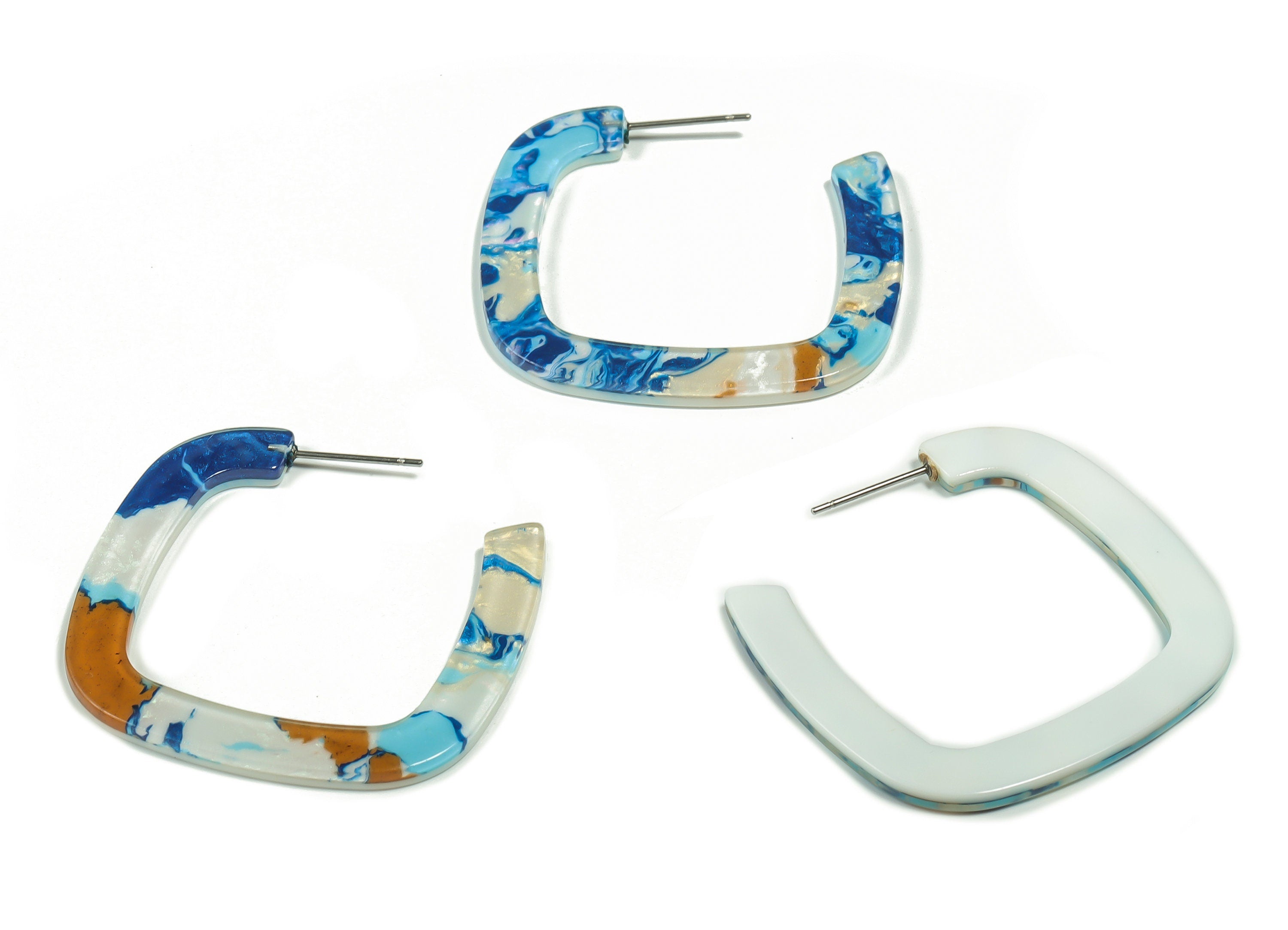 Acrylic Square Earring Post - Acrylic Square Stud - 316 Surgical Stainless Steel Stud - Color Code: A367 - 39.56x39.1x2.57mm - AC2349-A367 - DOMEDBAZAAR