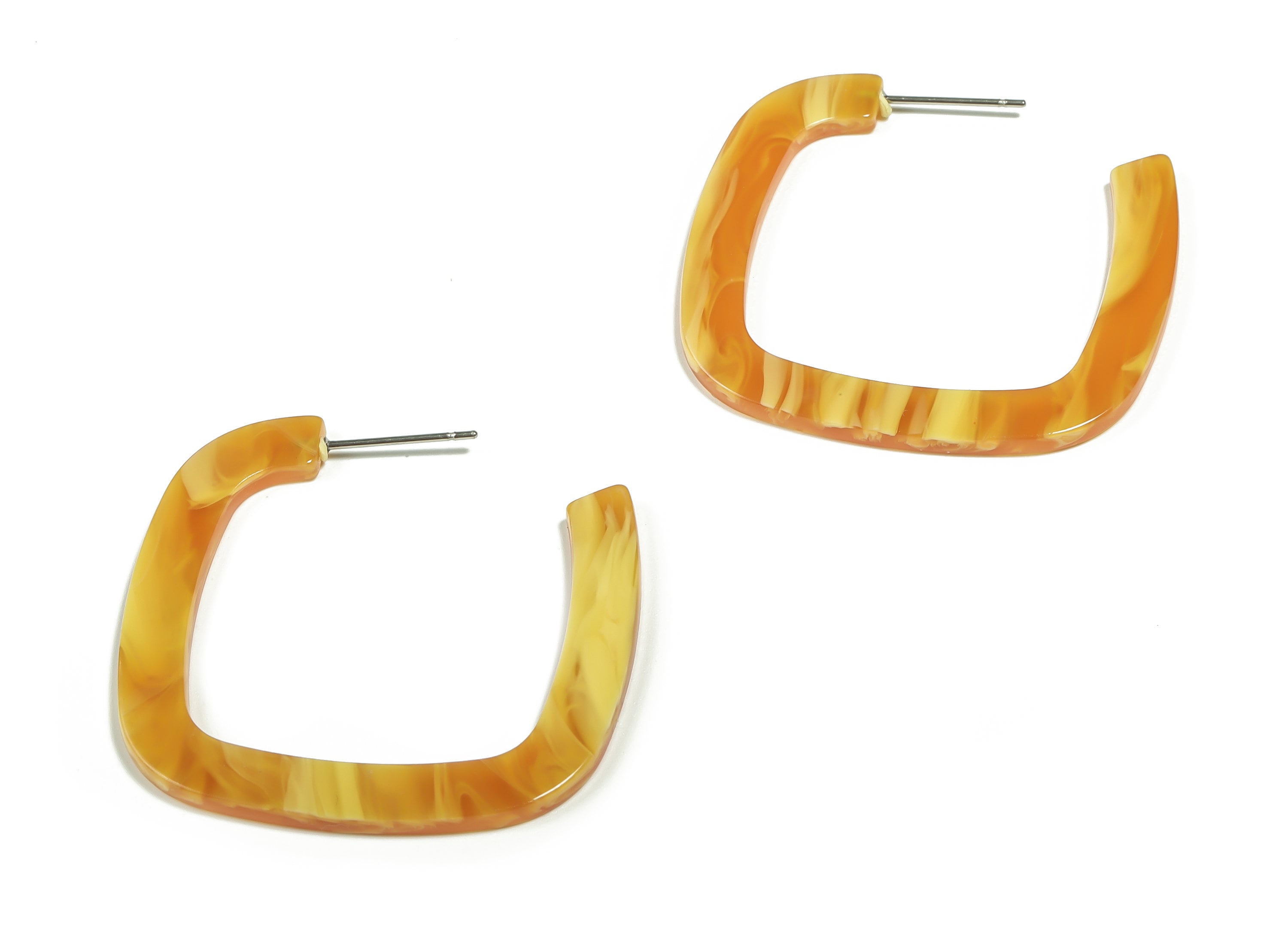 Acrylic Square Earring Post - Acrylic Square Stud - 316 Surgical Stainless Steel Stud - Color Code: A563 - 39.36x37.52x2.48mm - AC2349-A563 - DOMEDBAZAAR