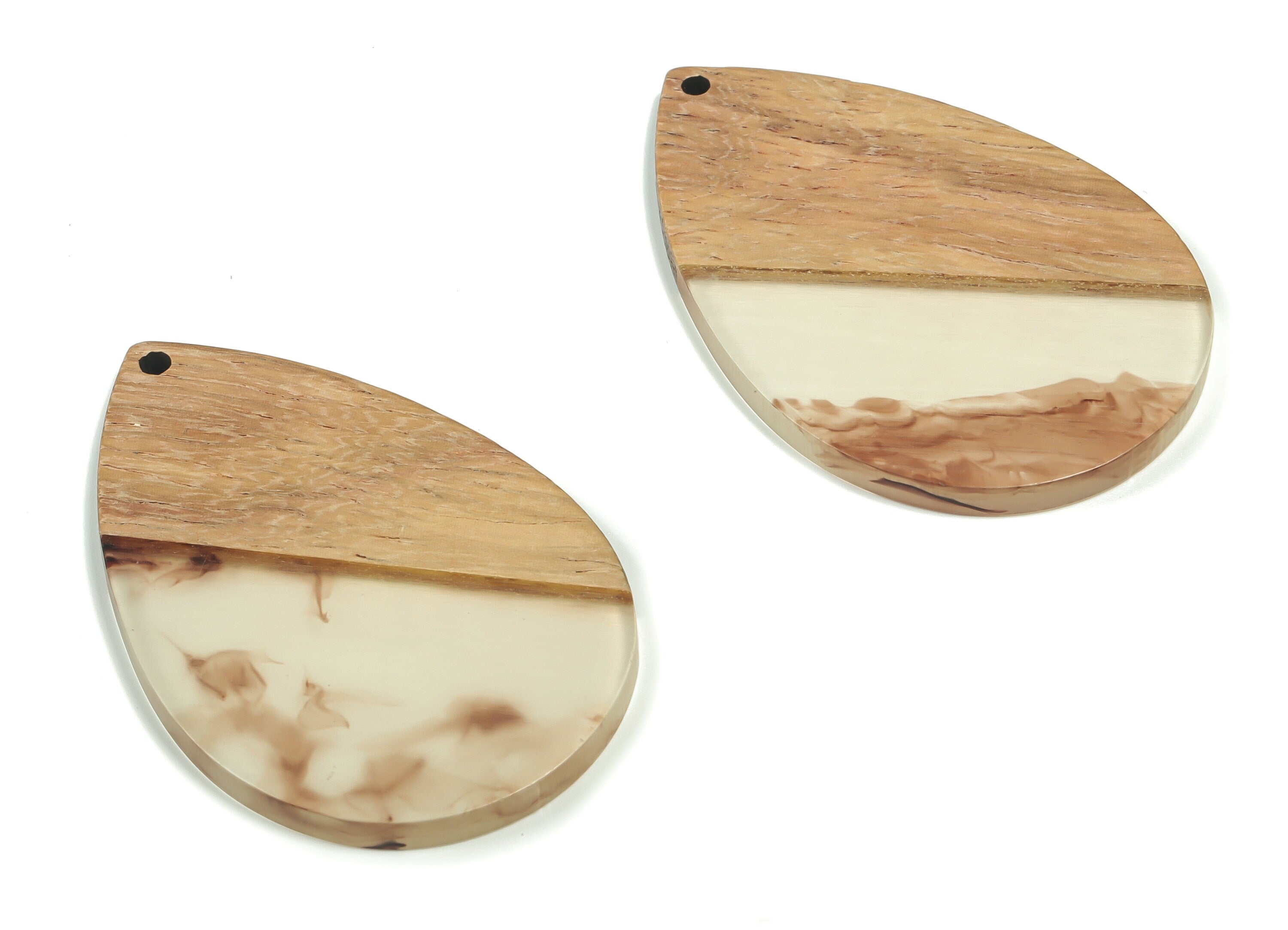 Walnut Wood Drop Earring Charms - Resin Drop Pendant -Coffee Resin Drop Charms - Transparent Drop Pendant - 51.38x33.29x3.01mm - BB1114 - DOMEDBAZAAR