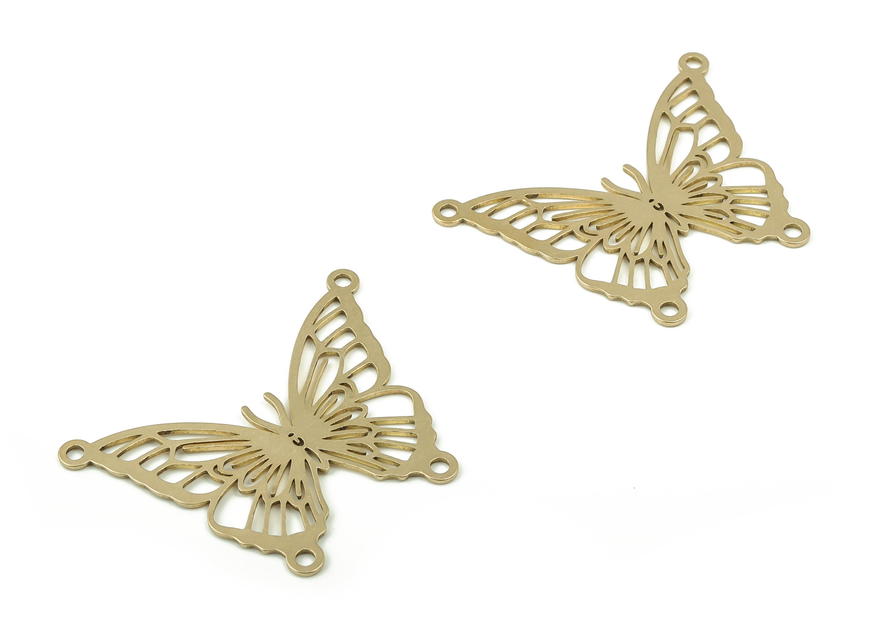 Brass Butterfly Earring Connectors - Raw Brass Butterfly Charms and Pendant - Jewelry Making Supplies - 42.54x31.19x0.75mm - PPZ0007 - DOMEDBAZAAR