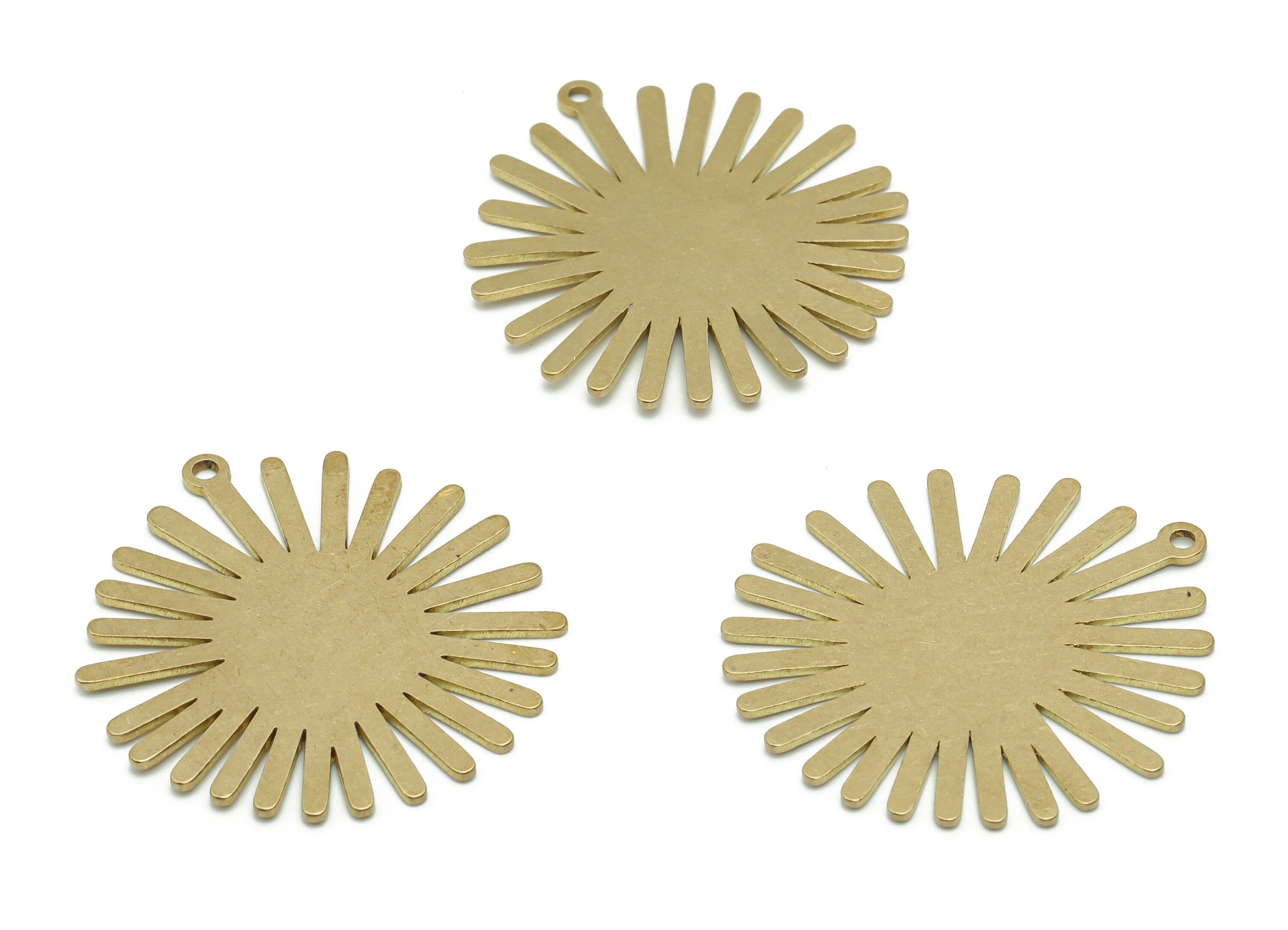 Personalized Stamping Blank - Brass Sun Earring Charms - Raw Brass Sun Pendant - Jewelry Making Supplies - 32.14x29.26x0.76mm - PPA0618 - DOMEDBAZAAR