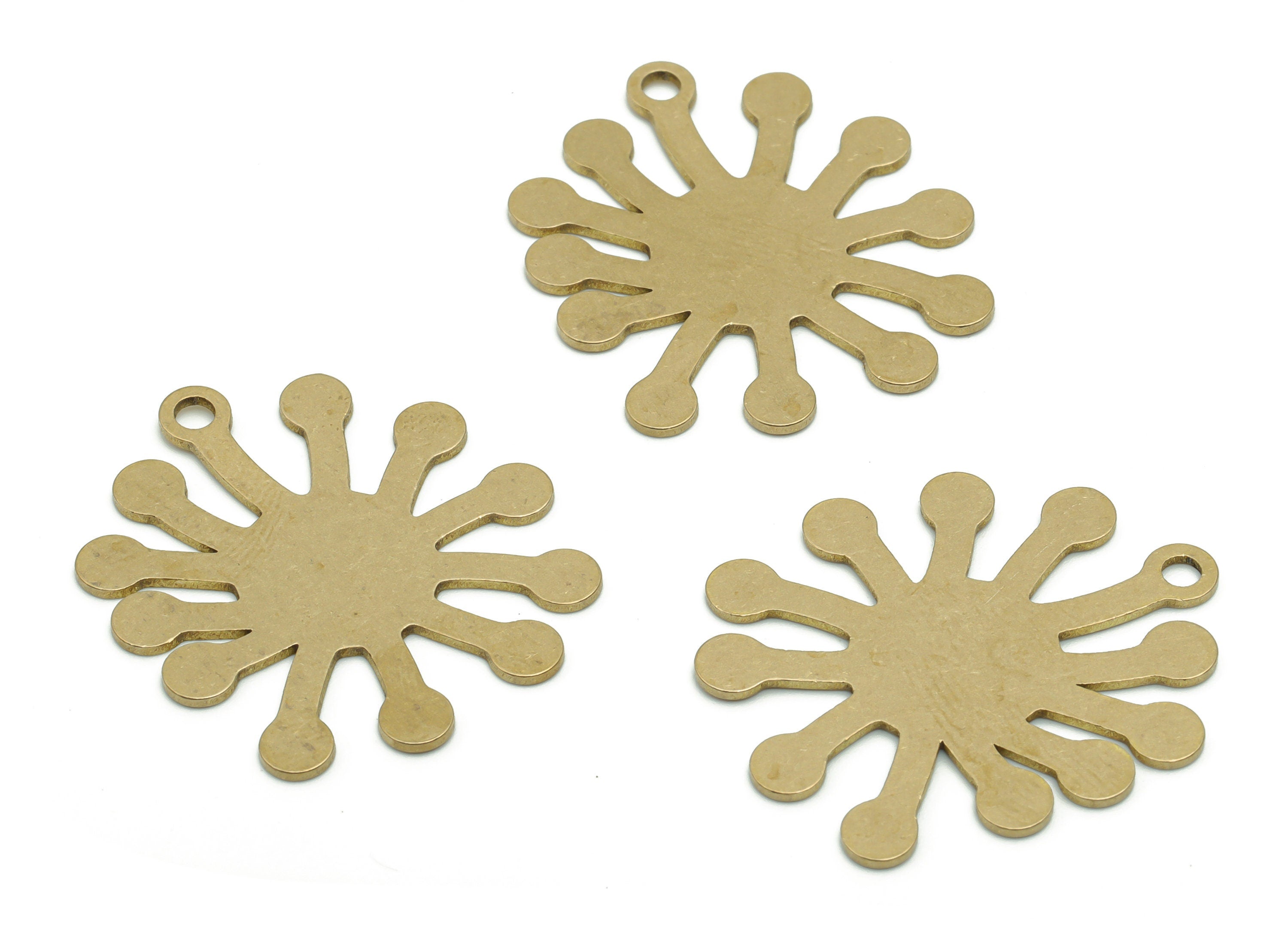 Personalized Stamping Blank - Brass Virus Earring Charms - Raw Brass Sun Pendant - Jewelry Making Supplies - 29.43x25.72x0.77mm - PPA0572 - DOMEDBAZAAR