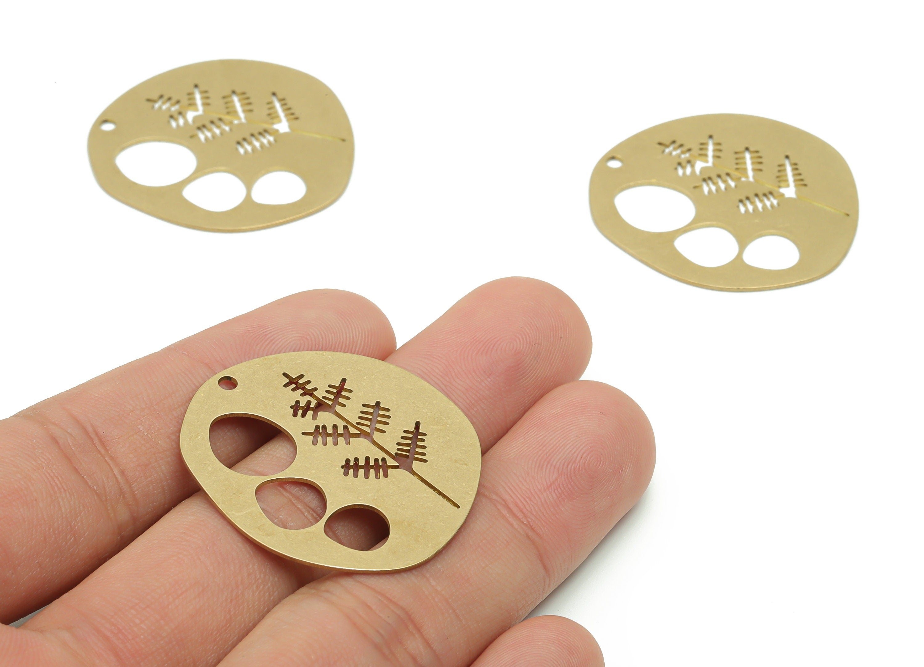 Brass Asian Tree Earring Charms - Raw Brass Fareast Tree Pendant - Jewelry Making Supplies - 33.76x31.72x0.62mm - PPA0370 - DOMEDBAZAAR