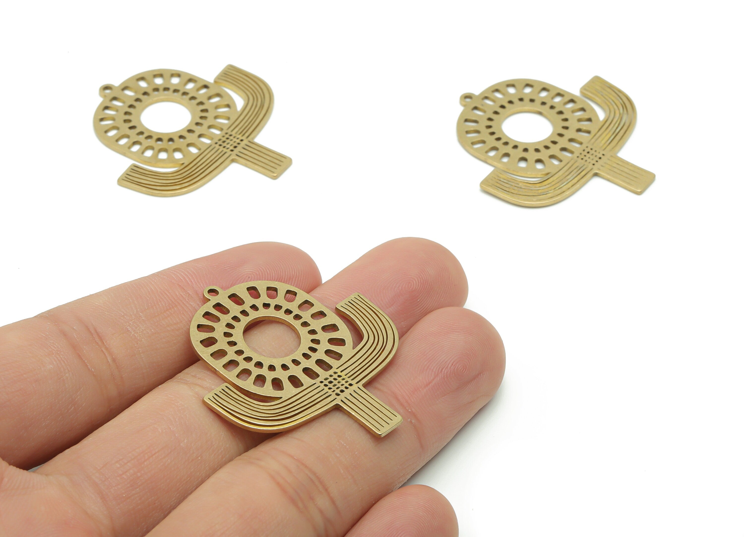 Brass Sun Square Earring Charms - Raw Brass Flower Square Sun Pendant - Jewelry Making Supplies - 37.66x34.24x0.88mm - PPA0522 - DOMEDBAZAAR