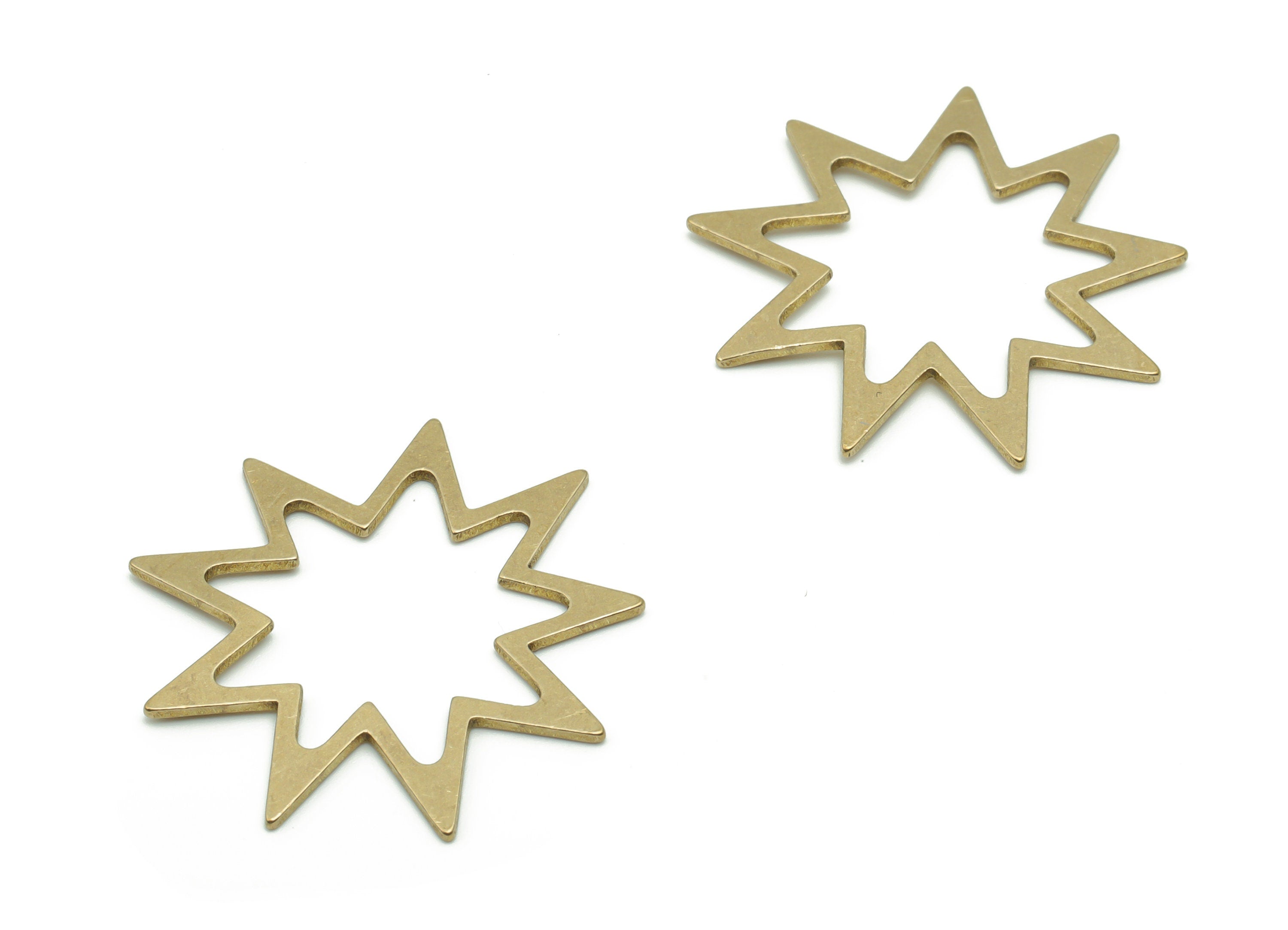 Brass Planet Star Earring Connector - Raw Brass Planet Star Charms and Pendant - Jewelry Making Supplies - 29.79x27.87x0.76mm - PPA0540 - DOMEDBAZAAR