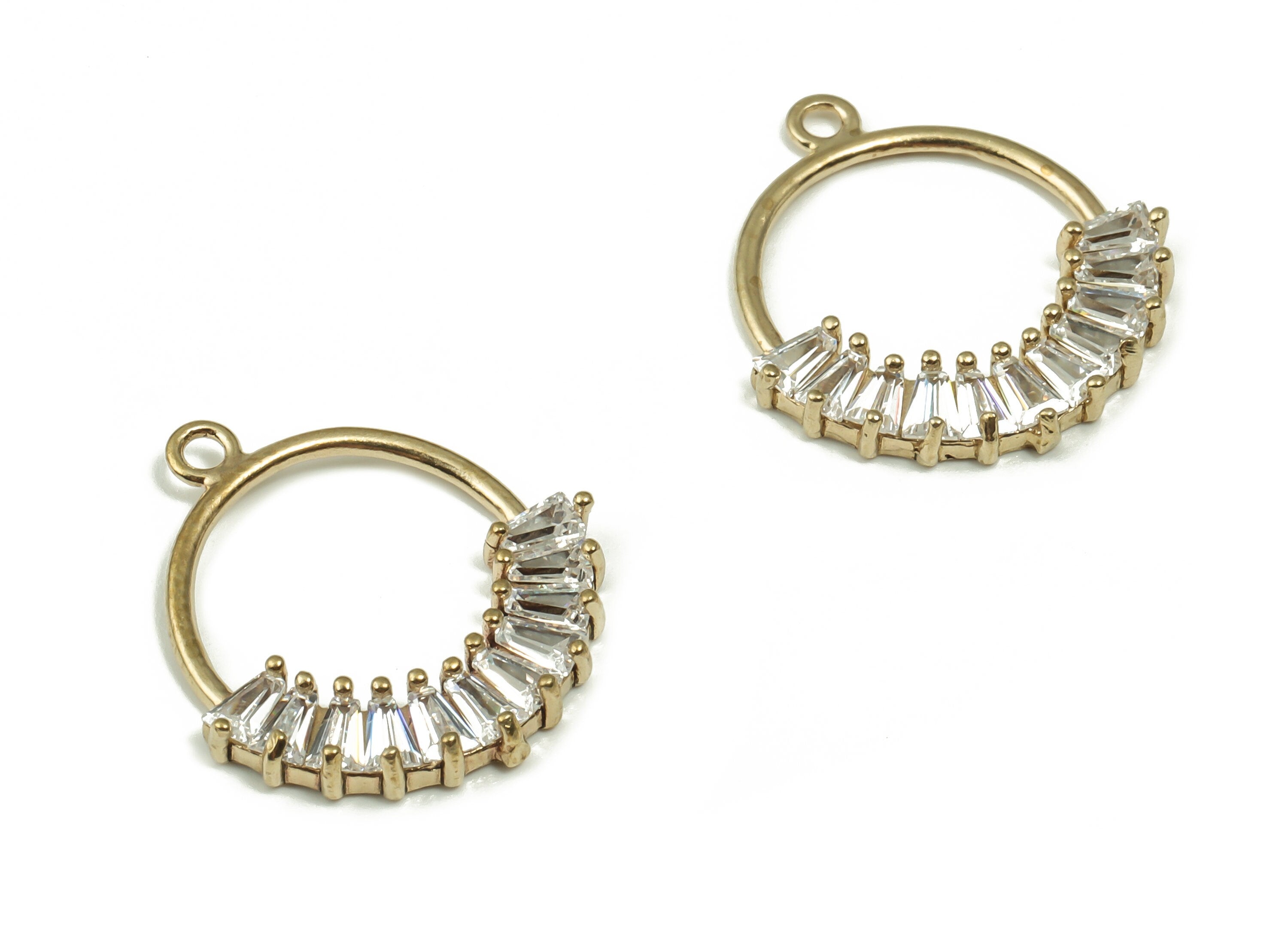 Raw Brass Round Earrings Charms - CZ Pave Round Circle Charms – Earring Findings - Jewelry Making Supplies -18.3x16.65x2.5mm- PP4858 - DOMEDBAZAAR