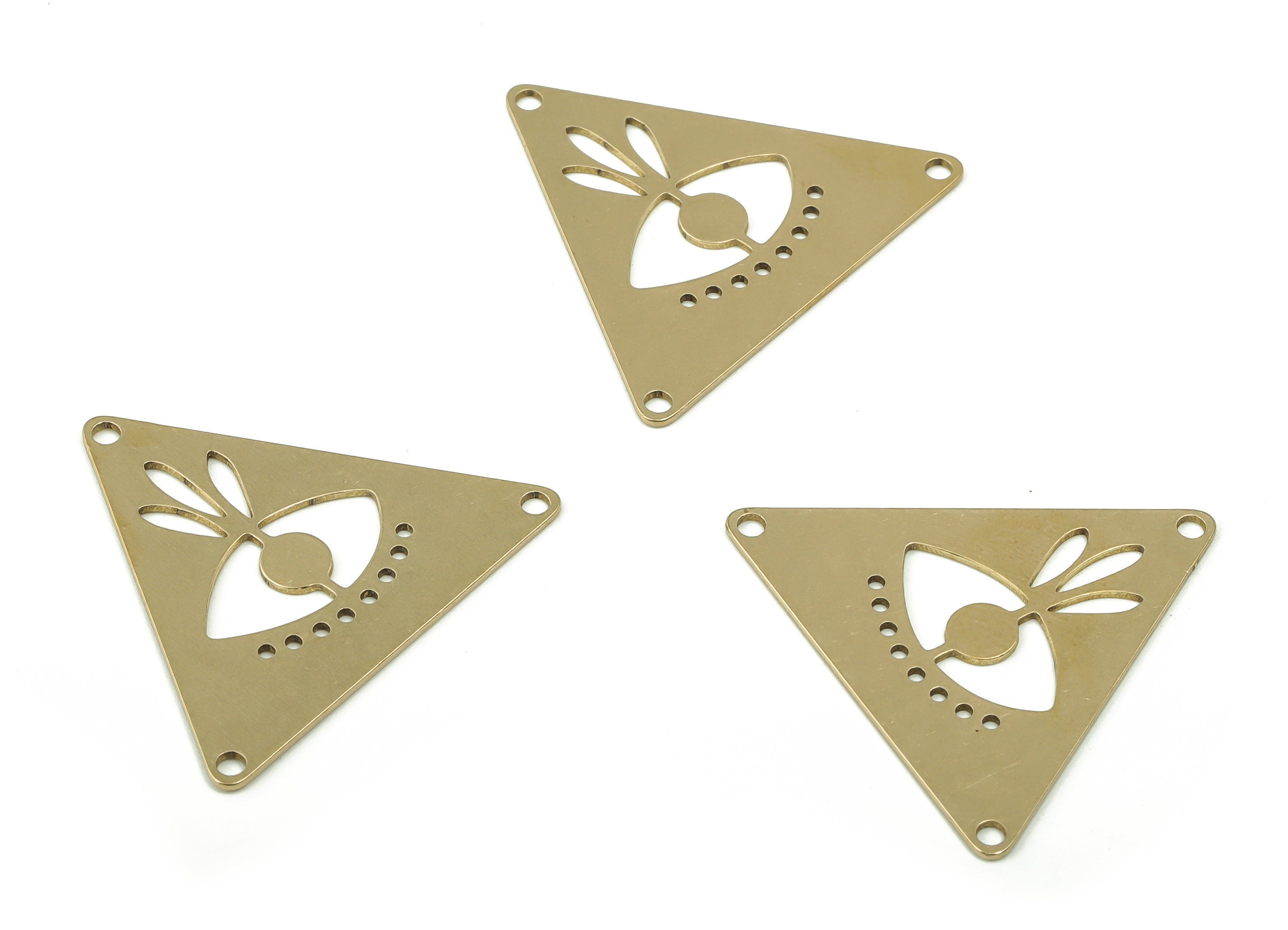 Raw Brass Triangle Connector - Brass Eye Pendant Charm - Laser Cut Charms - Geometric Charms - Jewelry Making -29.68x26.17x0.65mm- PPZ0005 - DOMEDBAZAAR