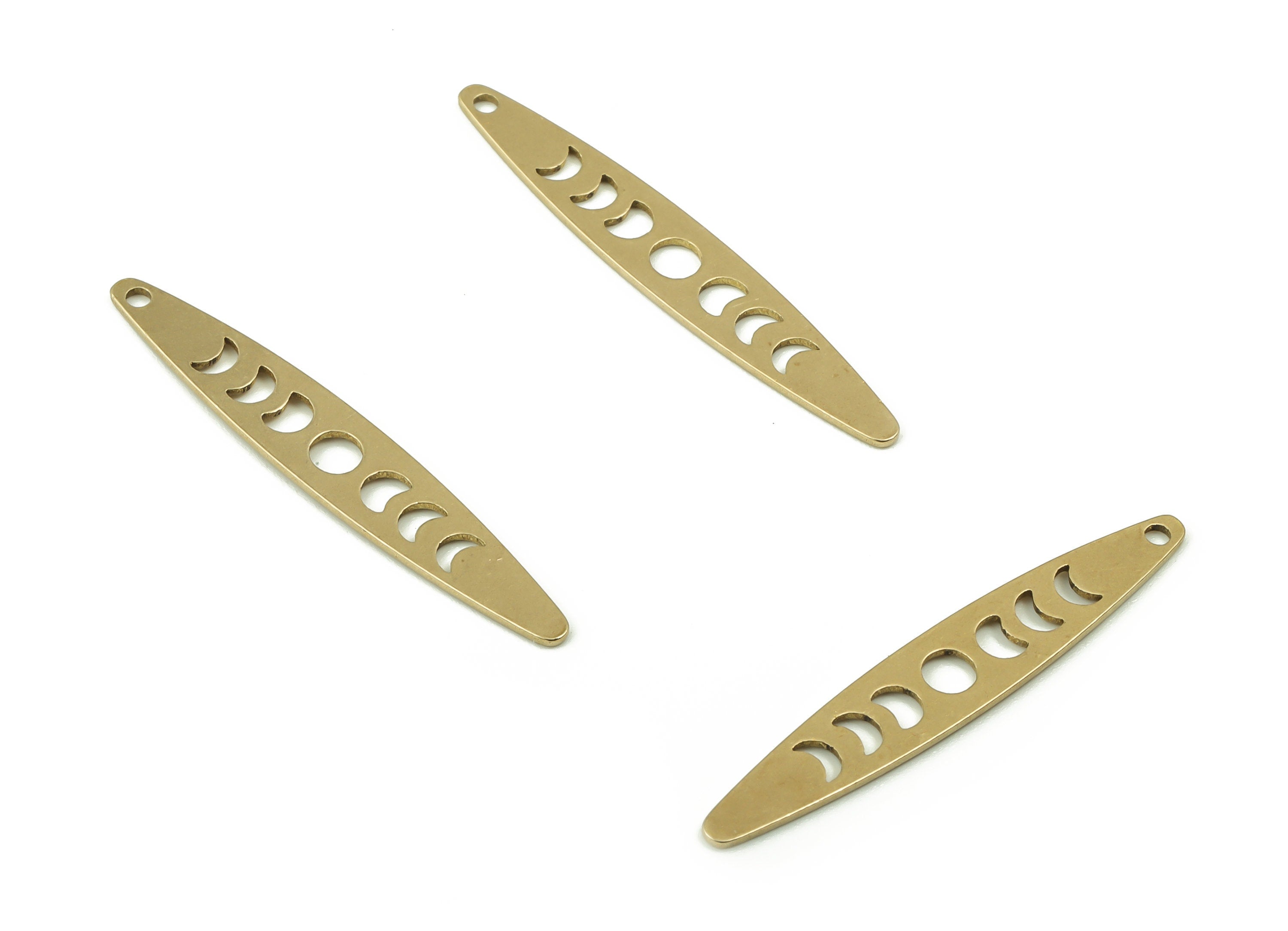 Brass Oval Earring Charms - Raw Brass The Phases of the moon Pendant - DIY Jewelry Making Supplies - 29.98x4.94x0.61mm - PPZ0022 - DOMEDBAZAAR