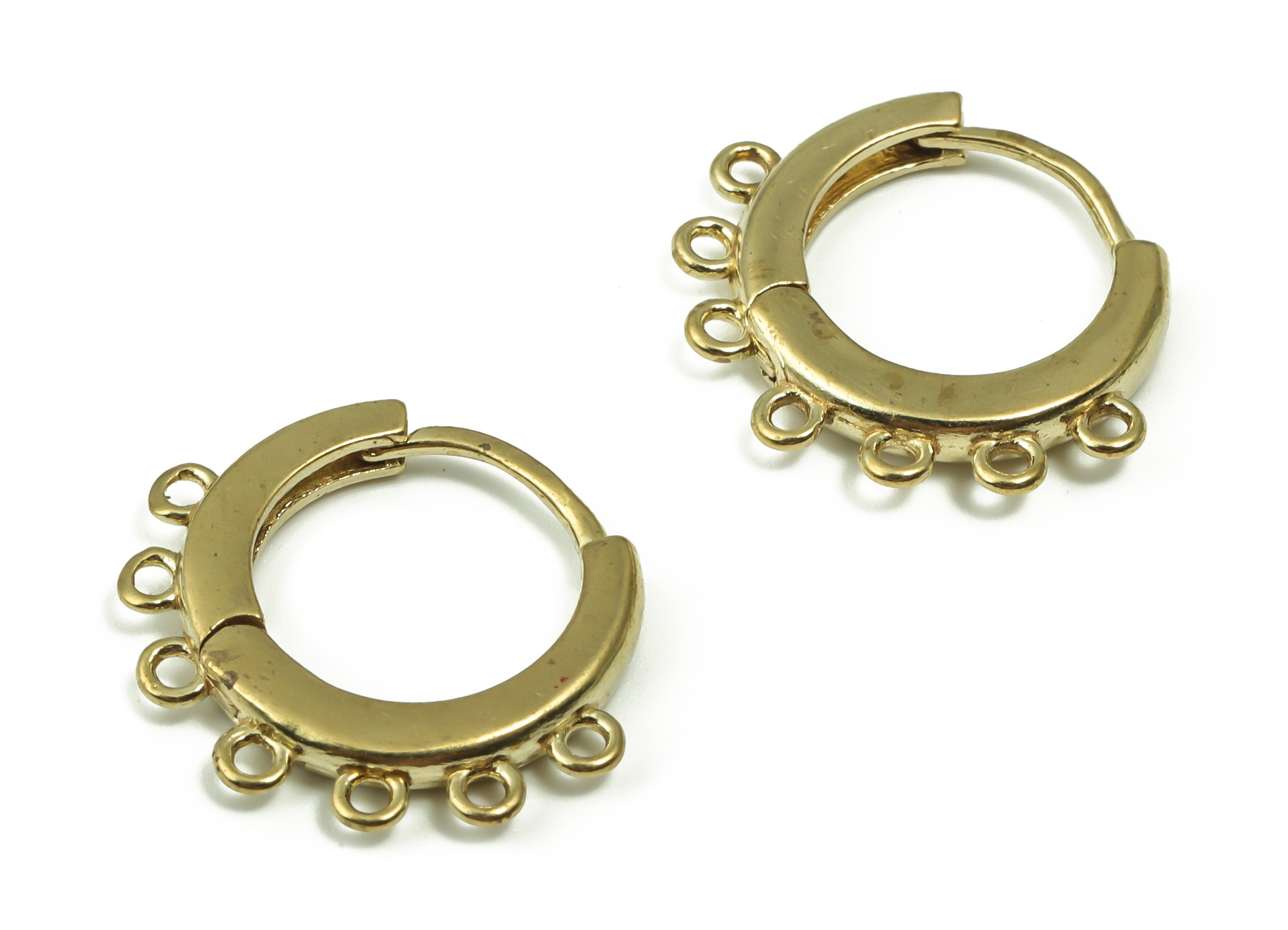 Brass Round Huggie Earring - Raw Brass Hoop Huggie Earring - Earring with 7 Closed Loops - Minimal Dainty Huggie -18.62x15.84x2.24mm- PP4870 - DOMEDBAZAAR