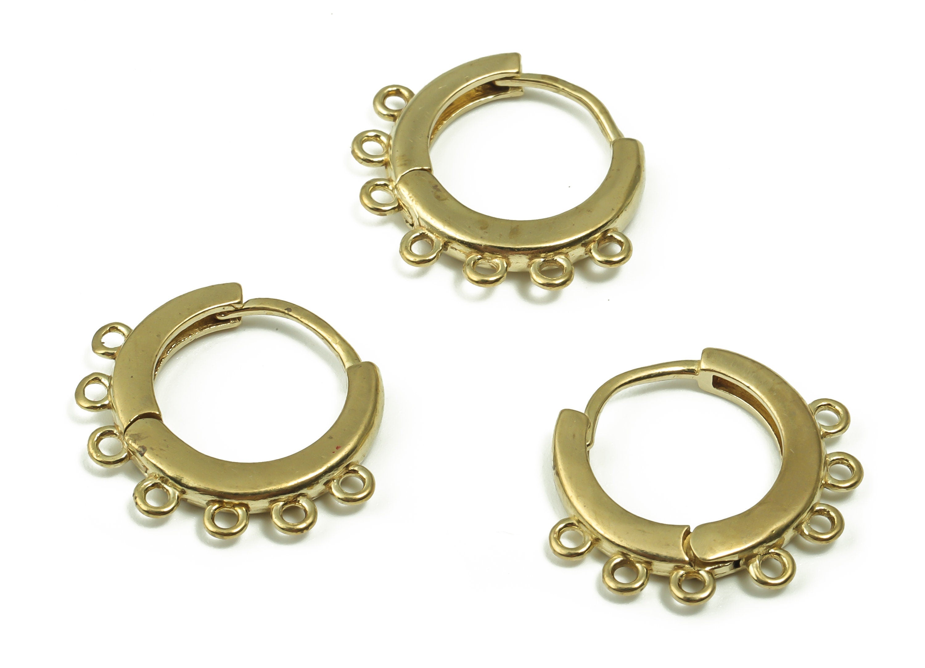 Brass Round Huggie Earring - Raw Brass Hoop Huggie Earring - Earring with 7 Closed Loops - Minimal Dainty Huggie -18.62x15.84x2.24mm- PP4870 - DOMEDBAZAAR