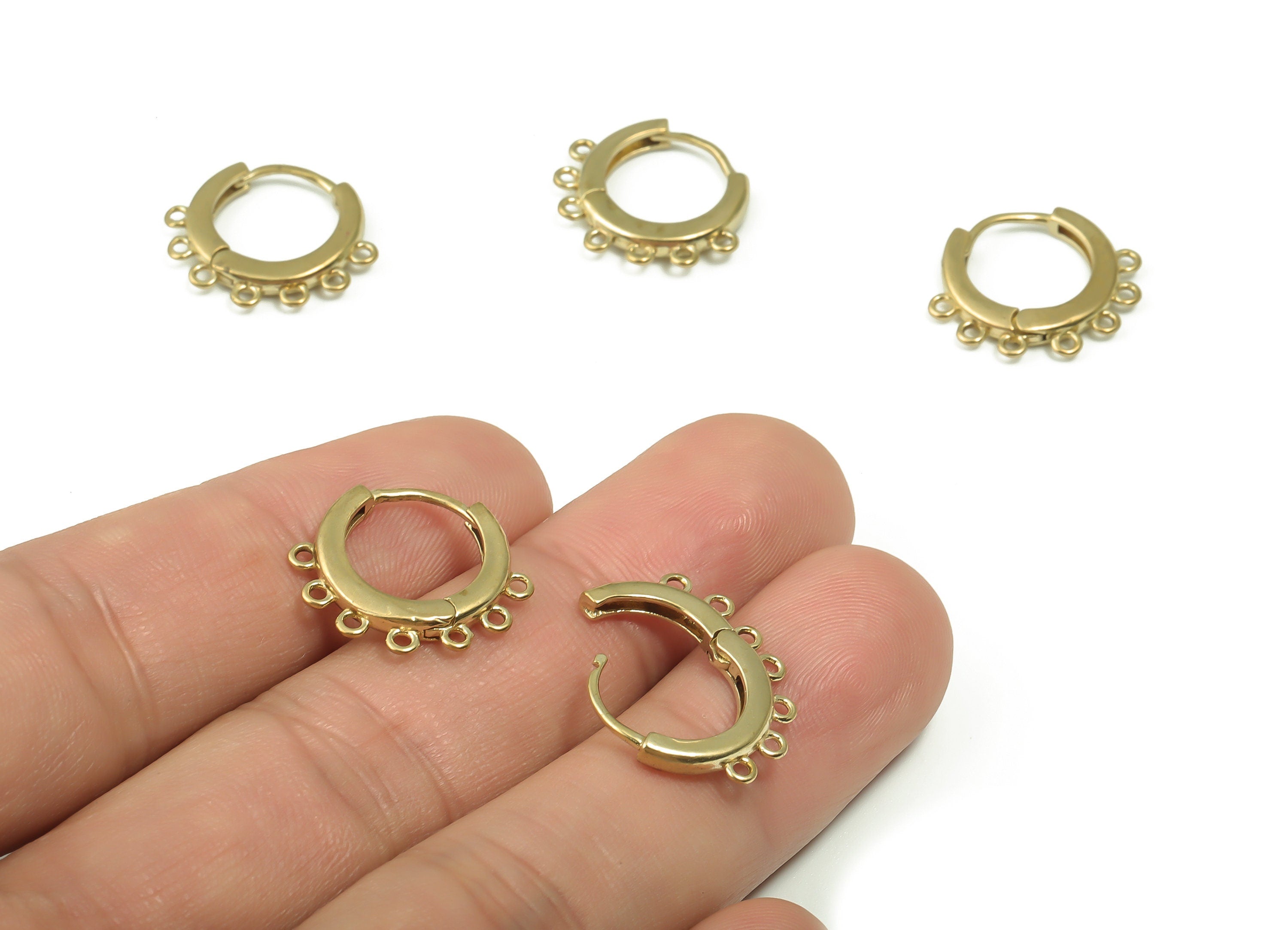 Brass Round Huggie Earring - Raw Brass Hoop Huggie Earring - Earring with 7 Closed Loops - Minimal Dainty Huggie -18.62x15.84x2.24mm- PP4870 - DOMEDBAZAAR