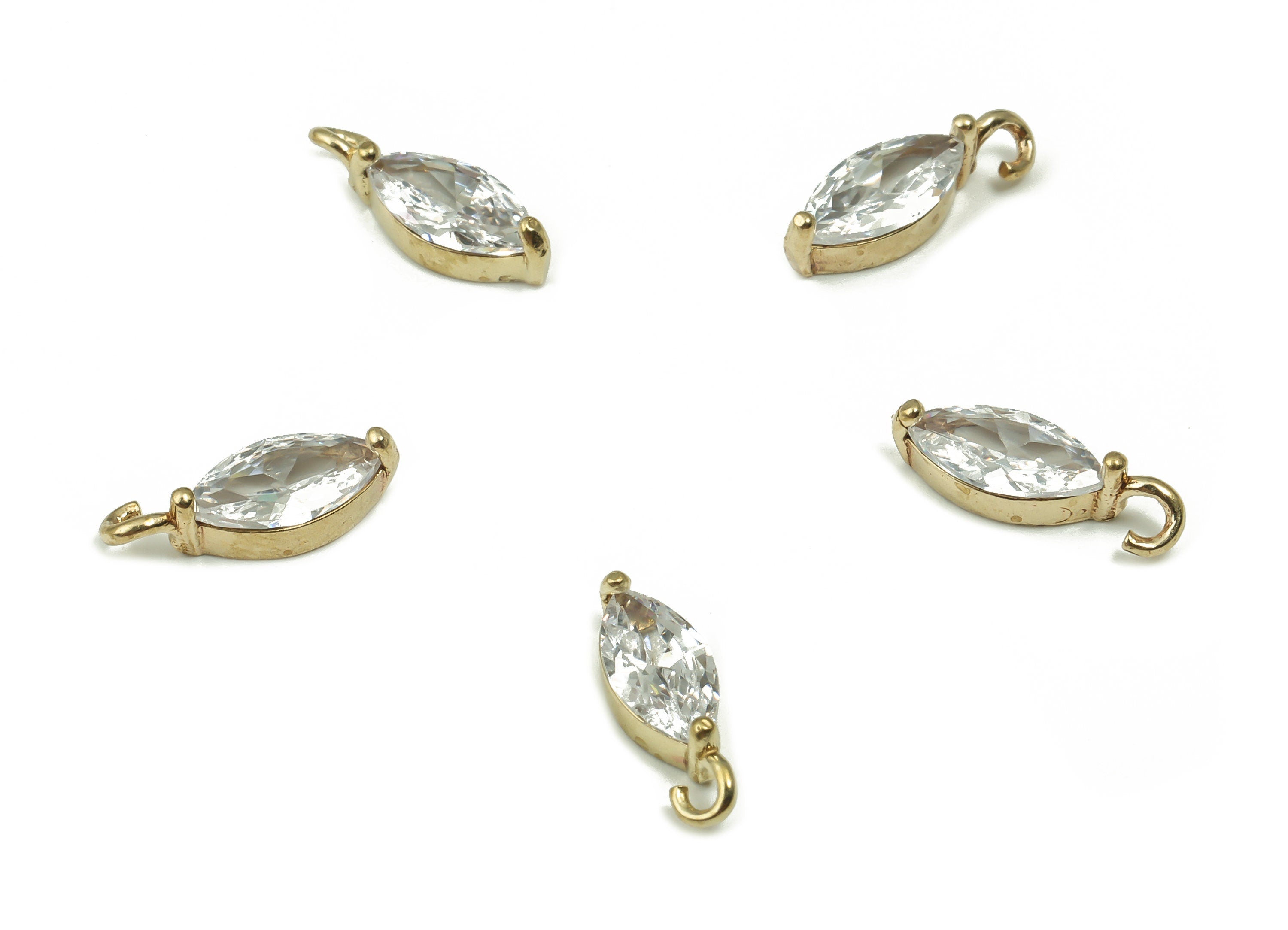 Raw Brass Drop Earring Charms with Zircon - CZ Micro Pave Mini Drop Charm - Brass Teardrop Charm - Jewelry Making -11.56x4.02x2.88mm- PP4857 - DOMEDBAZAAR