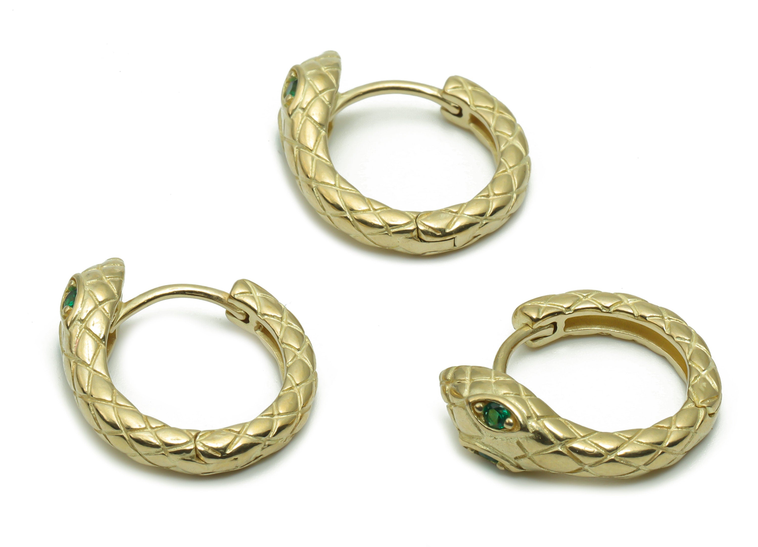 Brass Round Snake Hoop Earring - Dainty Snake Circle Huggies withOpen Ring - Zircon Small Hoop Earrings - 16.21x15.67x2.25mm - PP4944 - DOMEDBAZAAR
