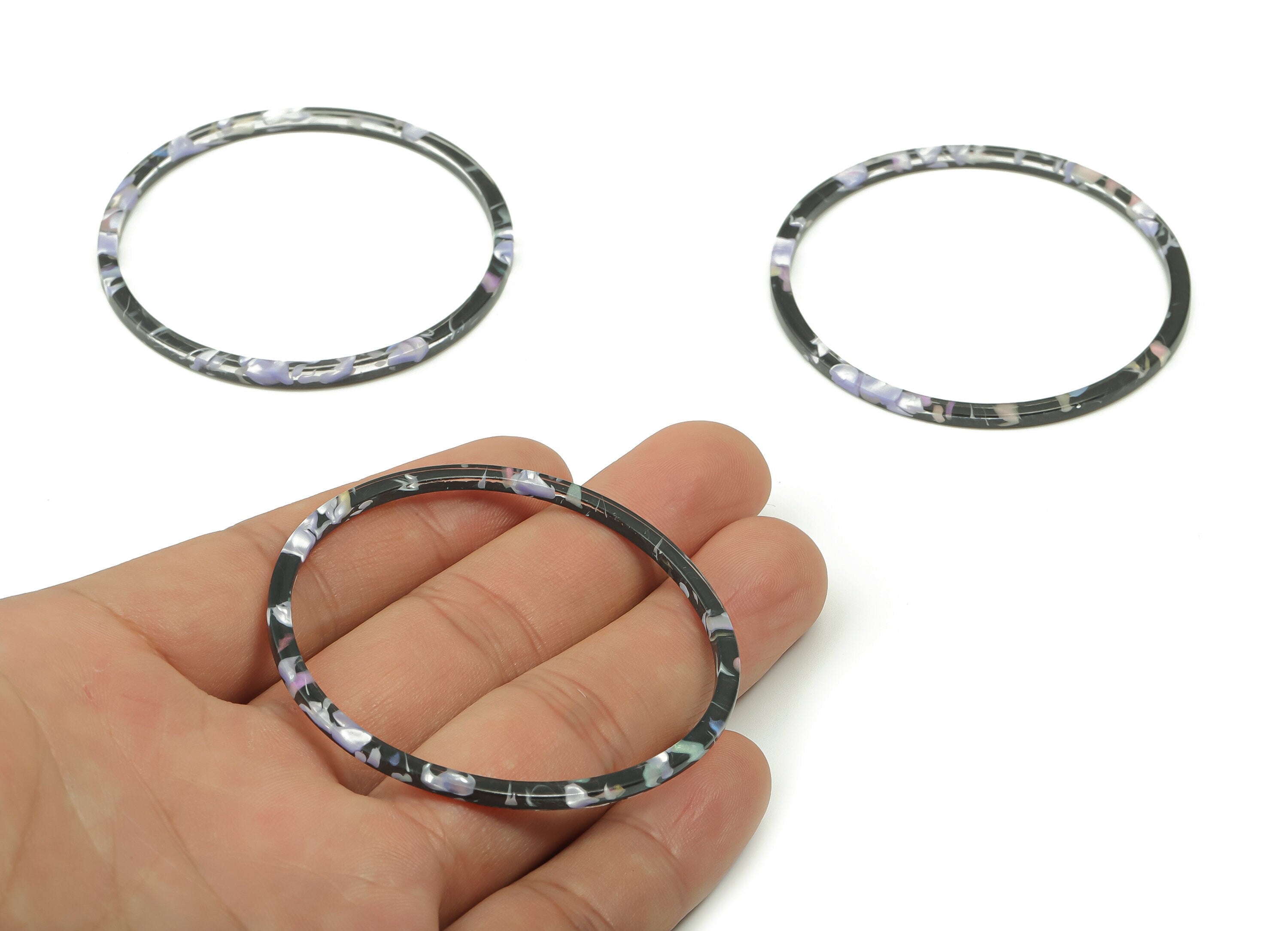 Acrylic Hoop Earring Connector - Acrylic Circle Pendant - No Hole - Jewelry Supplies - Color Code: A718 - 55.74x55.61x2.39mm - AC2357-A718 - DOMEDBAZAAR