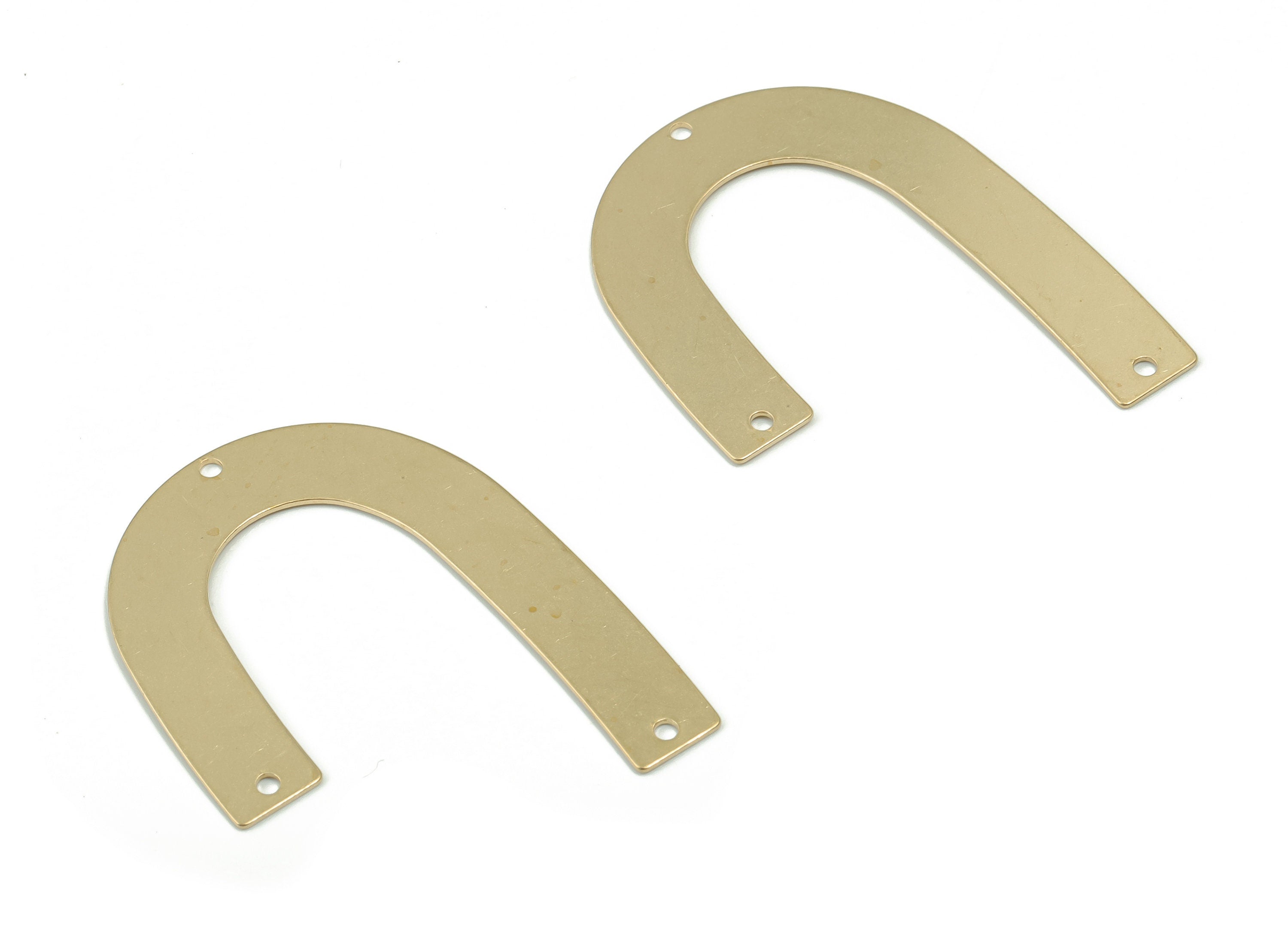 Brass J Letter Earring Connectors - Raw Brass U Charms and Pendant - 3 Holes - Jewellery Making Supplies - 34.71x26.68x0.46mm - PP4880 - DOMEDBAZAAR