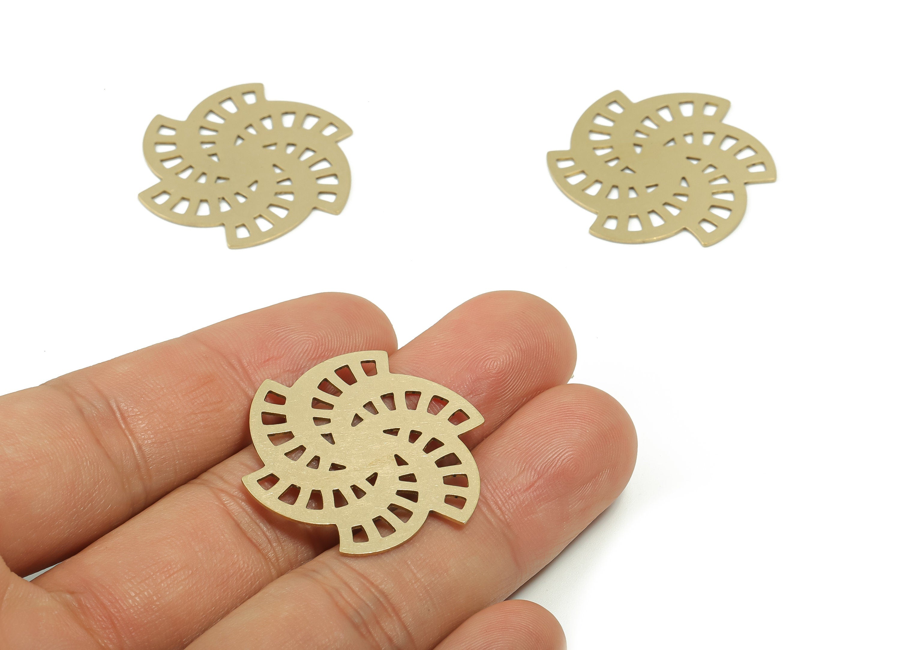 Brass Windmill Earring Connectors - Raw Brass Windmill Charms and Pendant - Jewelry Making Supplies - 29.35x29.35x0.56mm - PP4878 - DOMEDBAZAAR