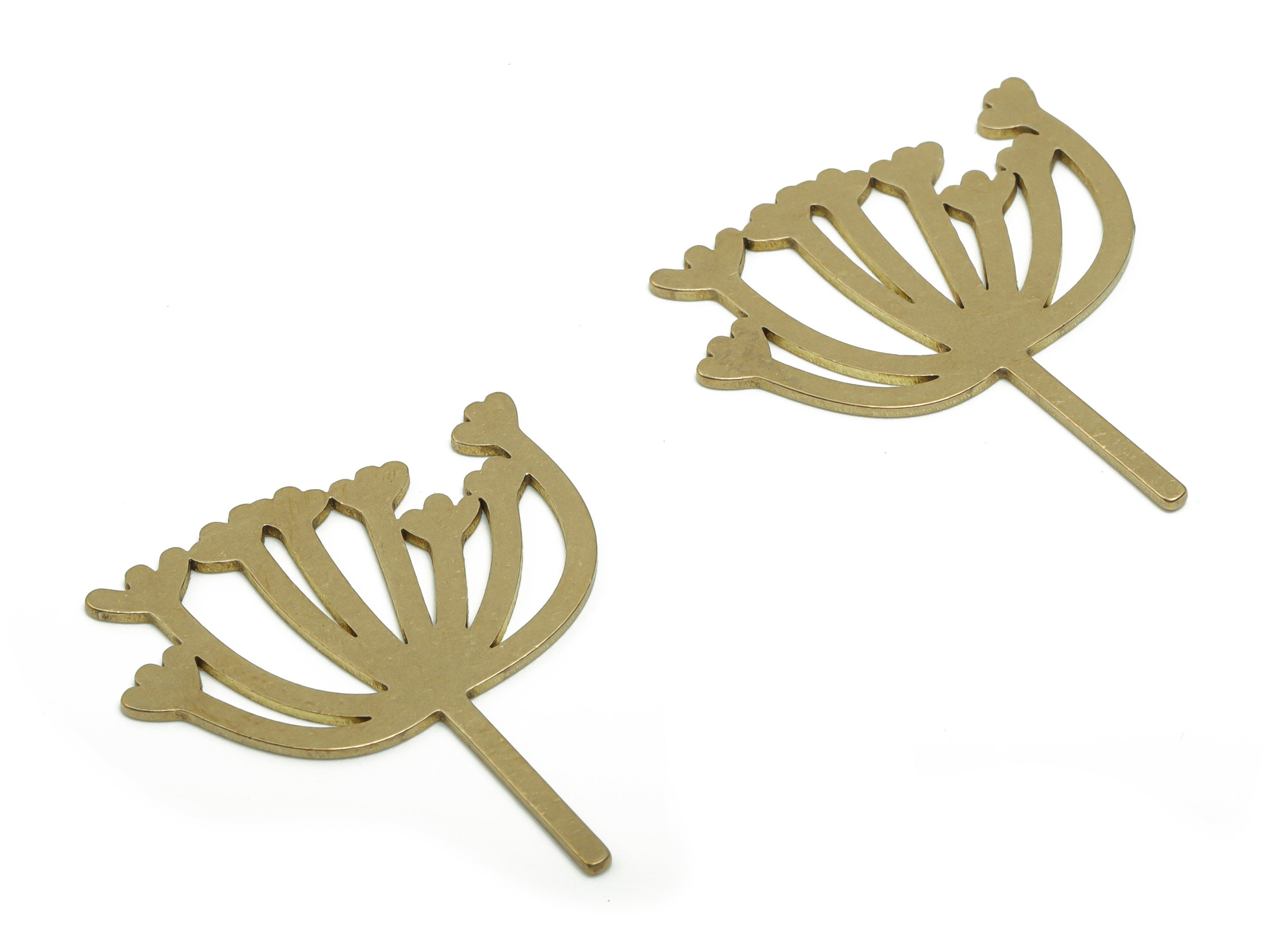 Brass Lotus Earring Charms - Raw Brass Flower Pendant - Jewelry Making Supplies - 29.76x27.66x0.75mm - PPA0724 - DOMEDBAZAAR