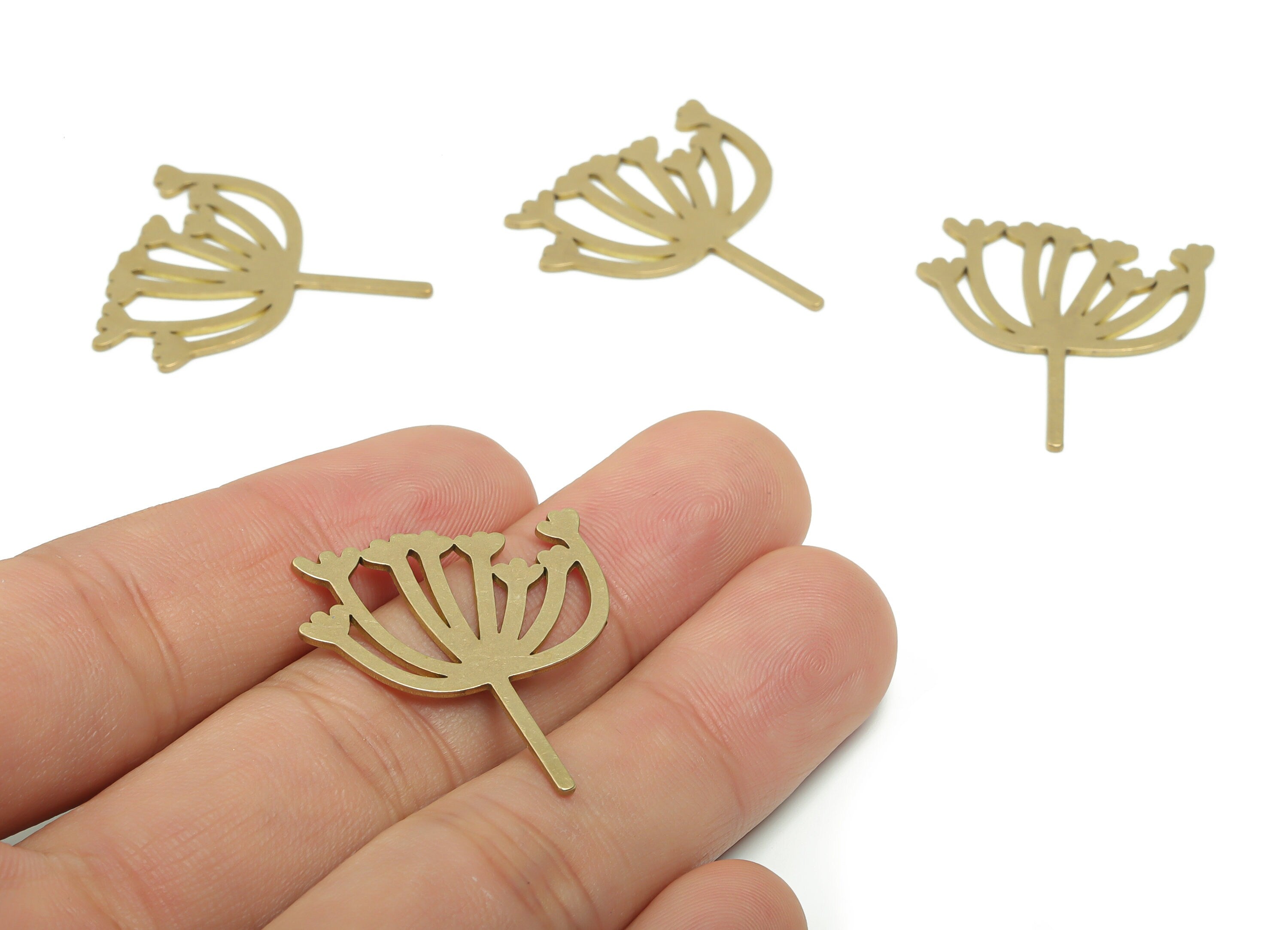 Brass Lotus Earring Charms - Raw Brass Flower Pendant - Jewelry Making Supplies - 29.76x27.66x0.75mm - PPA0724 - DOMEDBAZAAR