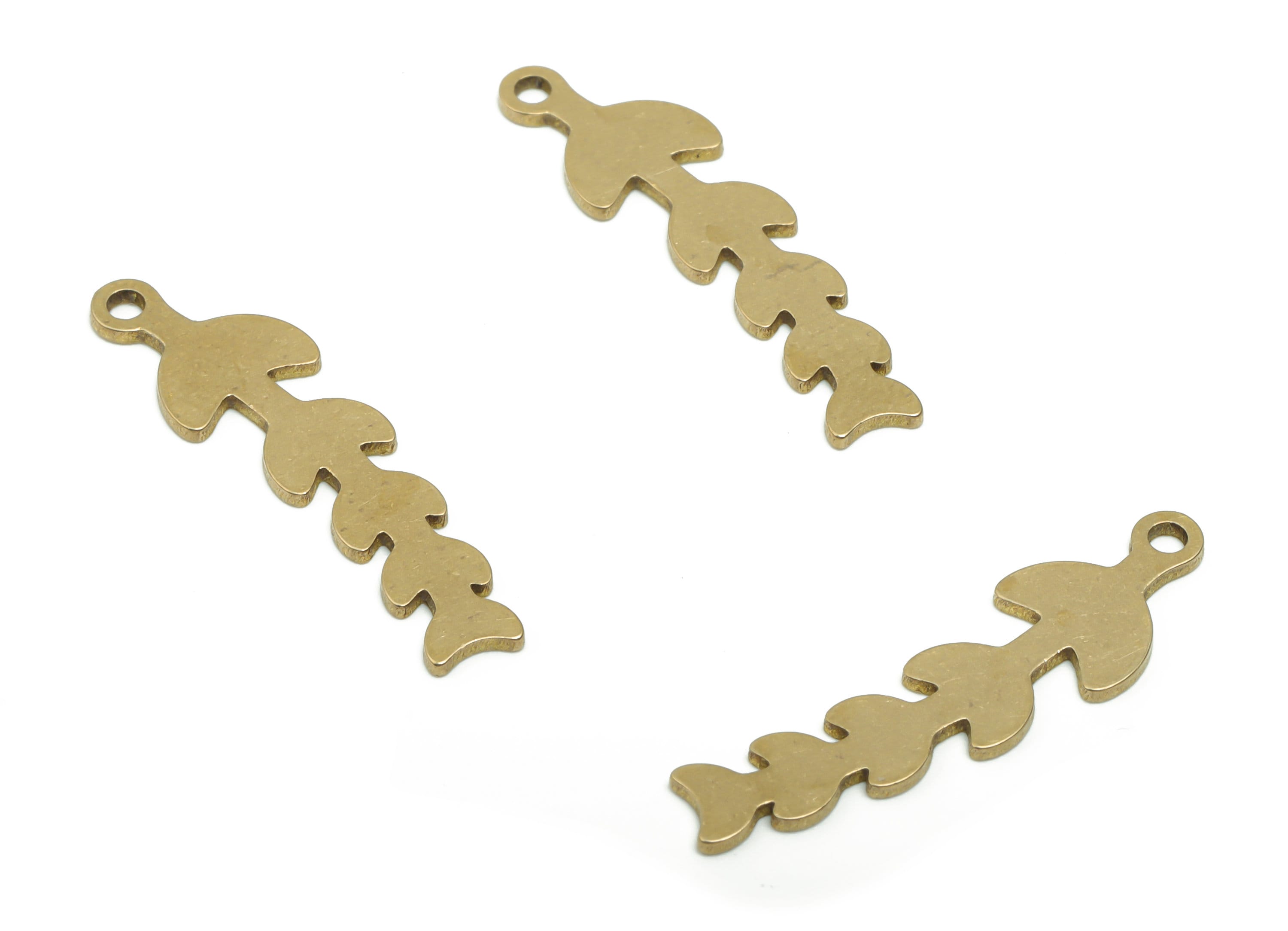 Personalized Stamping Blank - Brass Hearts Branch Charms - Raw Brass Branch Hearts Pendant - Jewelry Supplies - 26.64x7.29x0.74mm - PPA0551 - DOMEDBAZAAR