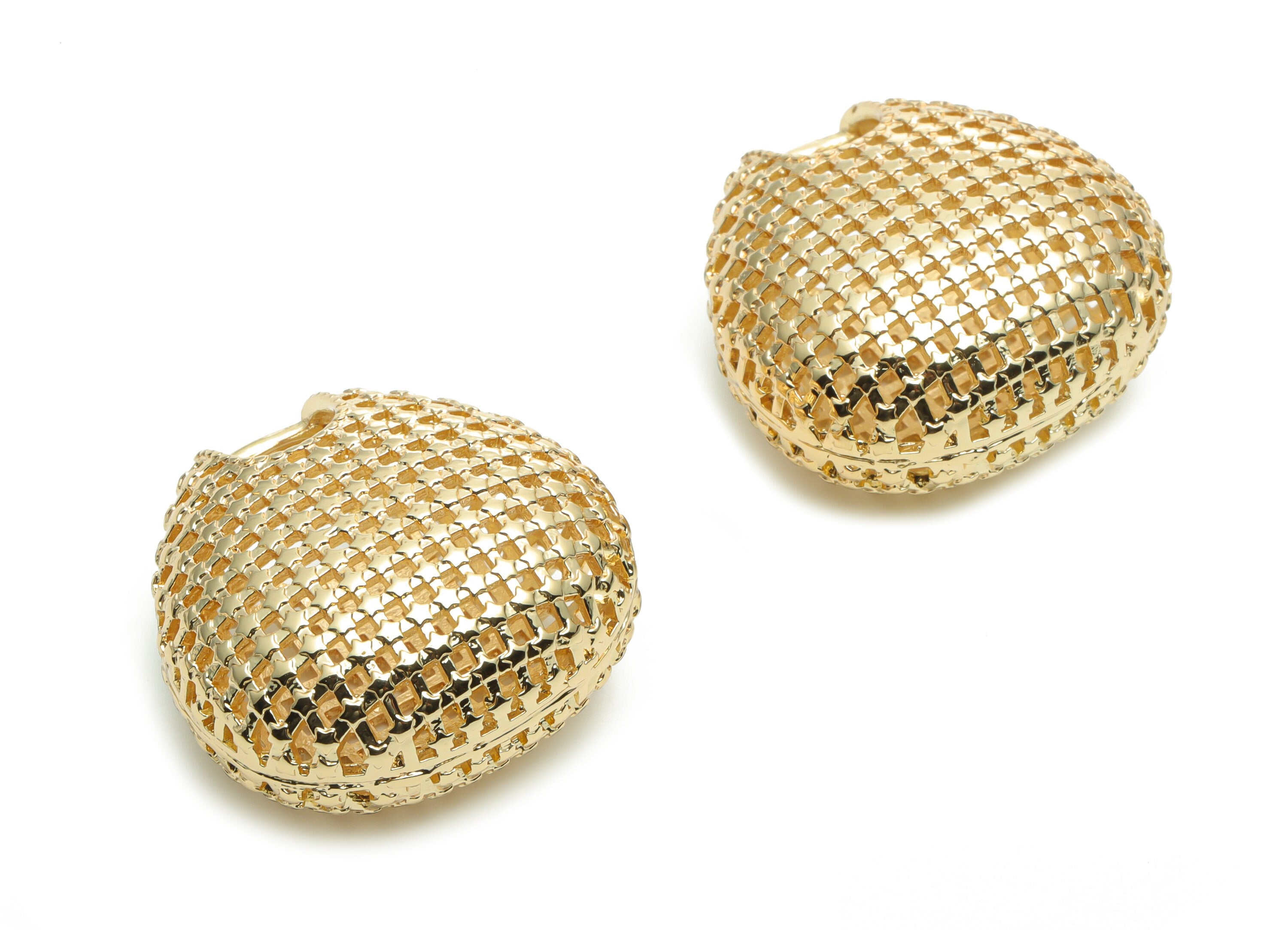 Brass Hollow Geometry Earring Charms - Gold Hollow Geometry Pendant - Gold Tone Plated Brass - Jewelry Supplies - 30.83x29.8x1.7mm - PP5073G - DOMEDBAZAAR