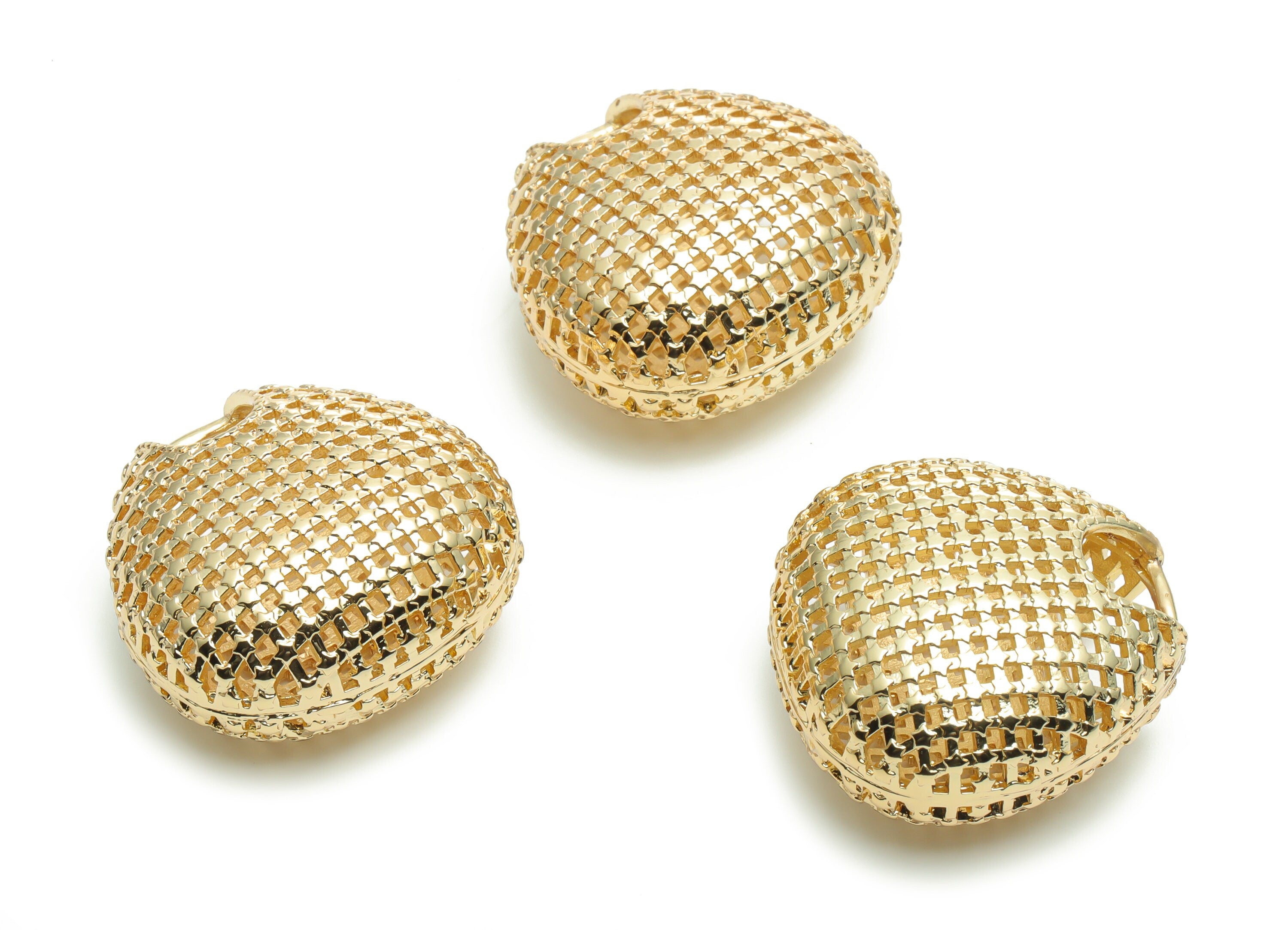 Brass Hollow Geometry Earring Charms - Gold Hollow Geometry Pendant - Gold Tone Plated Brass - Jewelry Supplies - 30.83x29.8x1.7mm - PP5073G - DOMEDBAZAAR