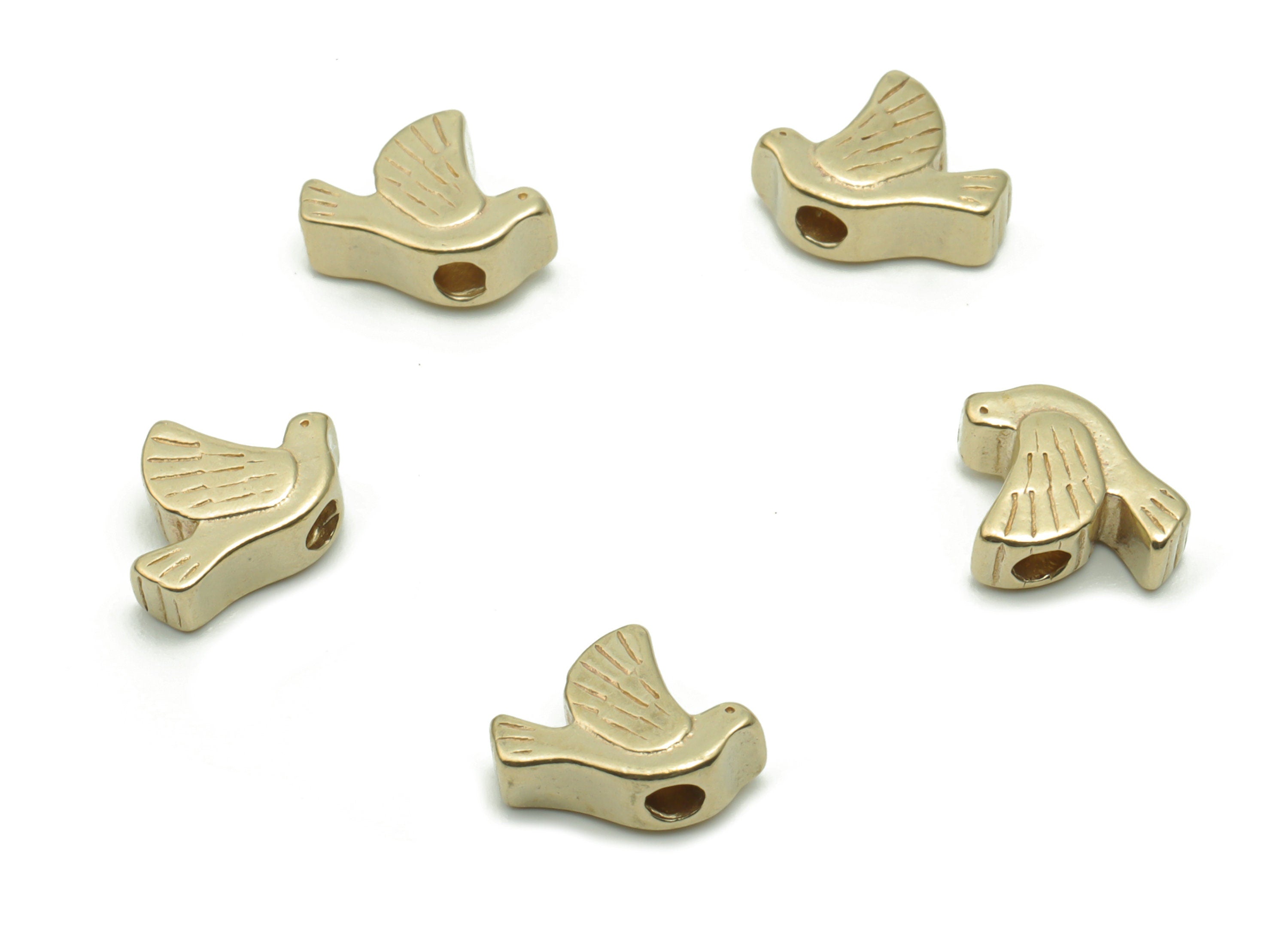 Brass Flying Bird Spacers - Raw Brass Bird Spacer Beads - DIY Jewelry Making Supplies - 9.87x7.48x3.9mm - PP5052 - DOMEDBAZAAR