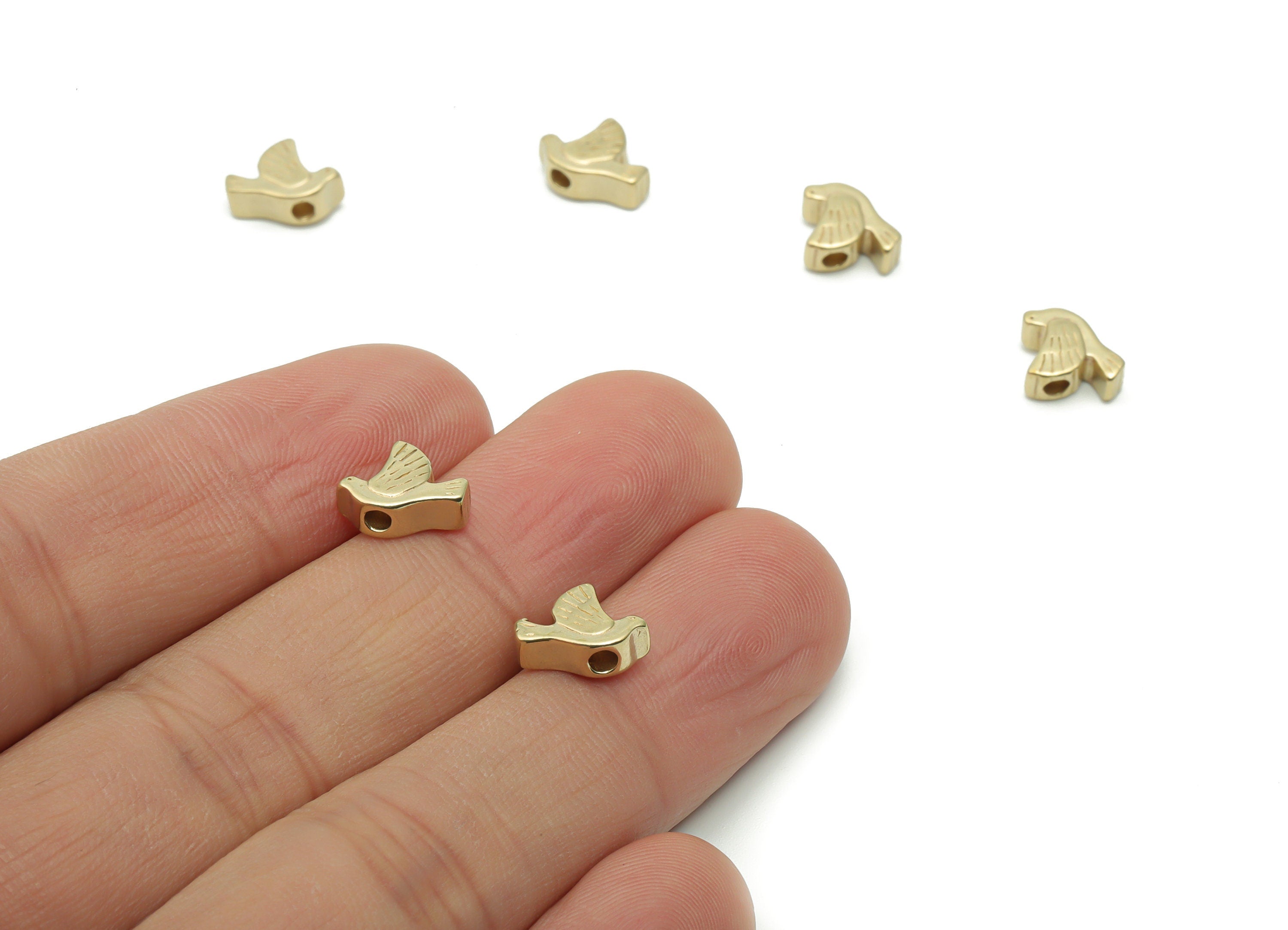 Brass Flying Bird Spacers - Raw Brass Bird Spacer Beads - DIY Jewelry Making Supplies - 9.87x7.48x3.9mm - PP5052 - DOMEDBAZAAR