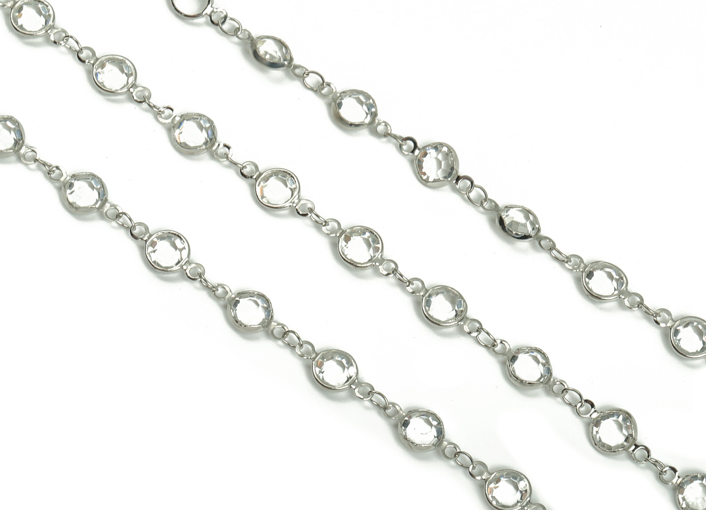Glass Bead Chain - Silver Tone Plated Brass Chain - Soldered Round Beaded Chain - For Necklace Bracelet 0.52" x 0.27" x 0.12" CC1207S - DOMEDBAZAAR