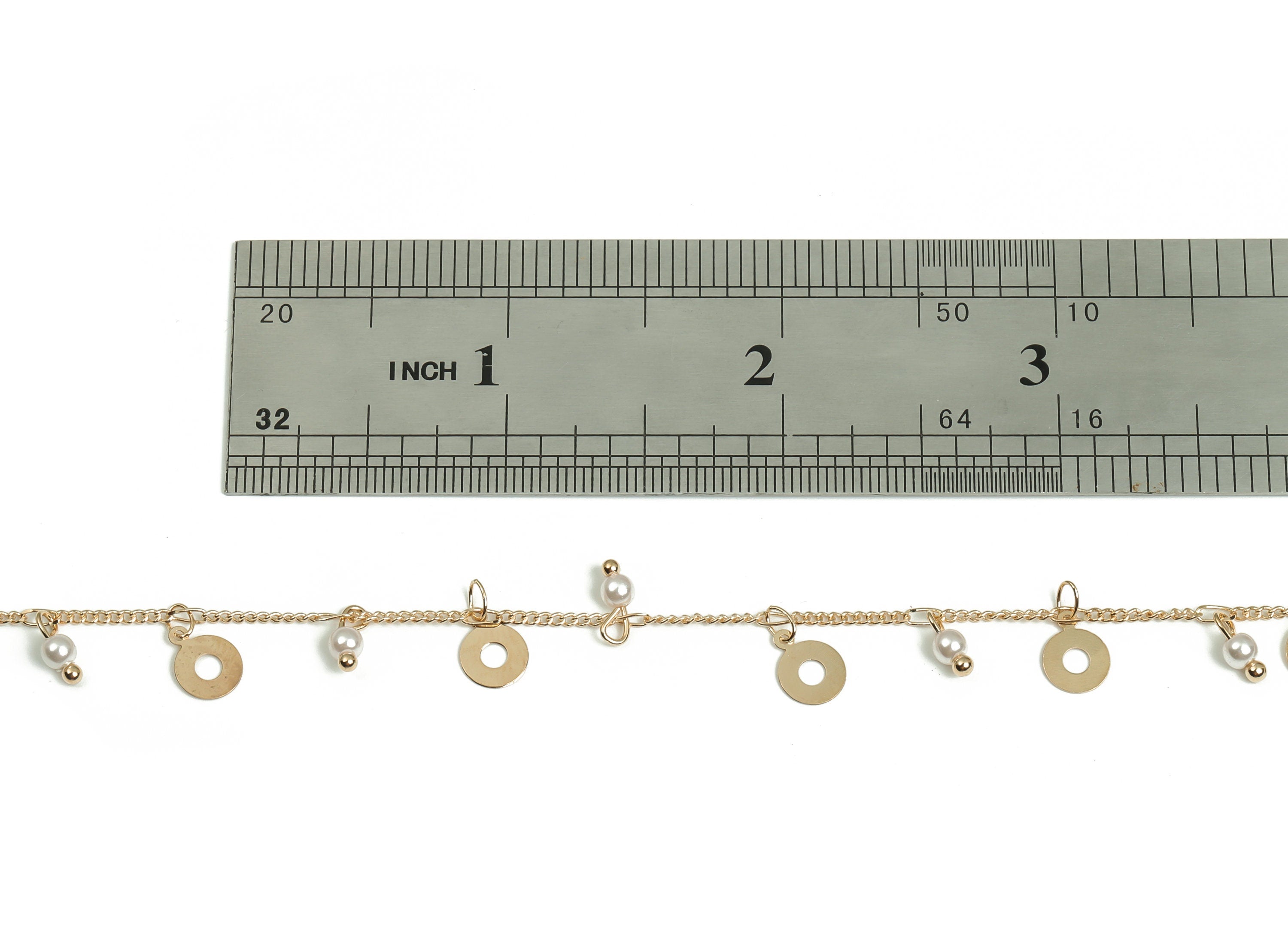 Pearl Satellite Curb Chain - KC Gold Tone Plated Brass Chain - Soldered Round Bead Chain - For Necklace Bracelet 0.05"x0.05"x0.2" CC1211G - DOMEDBAZAAR