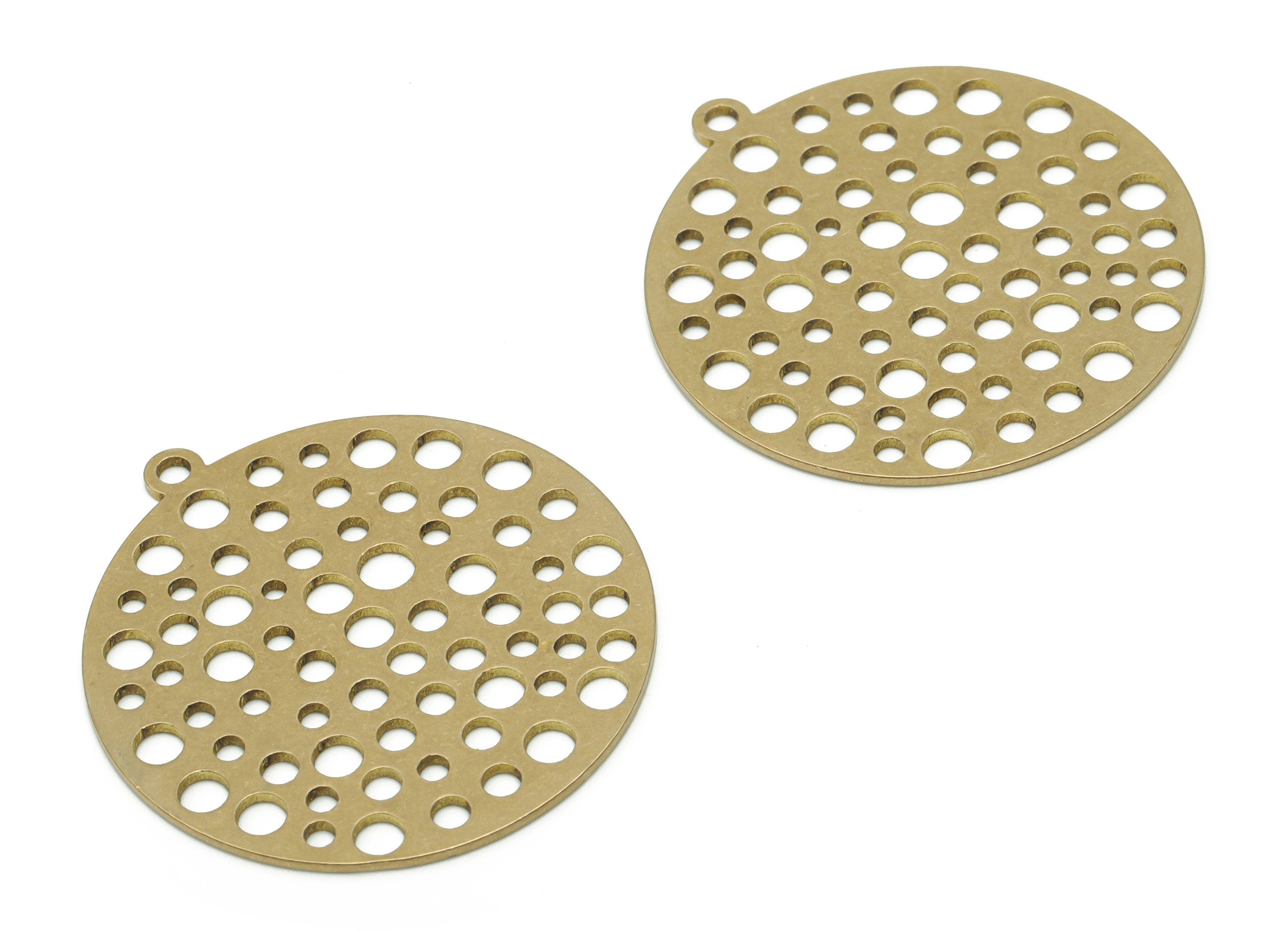 Brass Round Earring Charms - Raw Brass Circle Pendant - Jewelry Making Supplies - 34.72x32.01x0.77mm - PPA1070 - DOMEDBAZAAR
