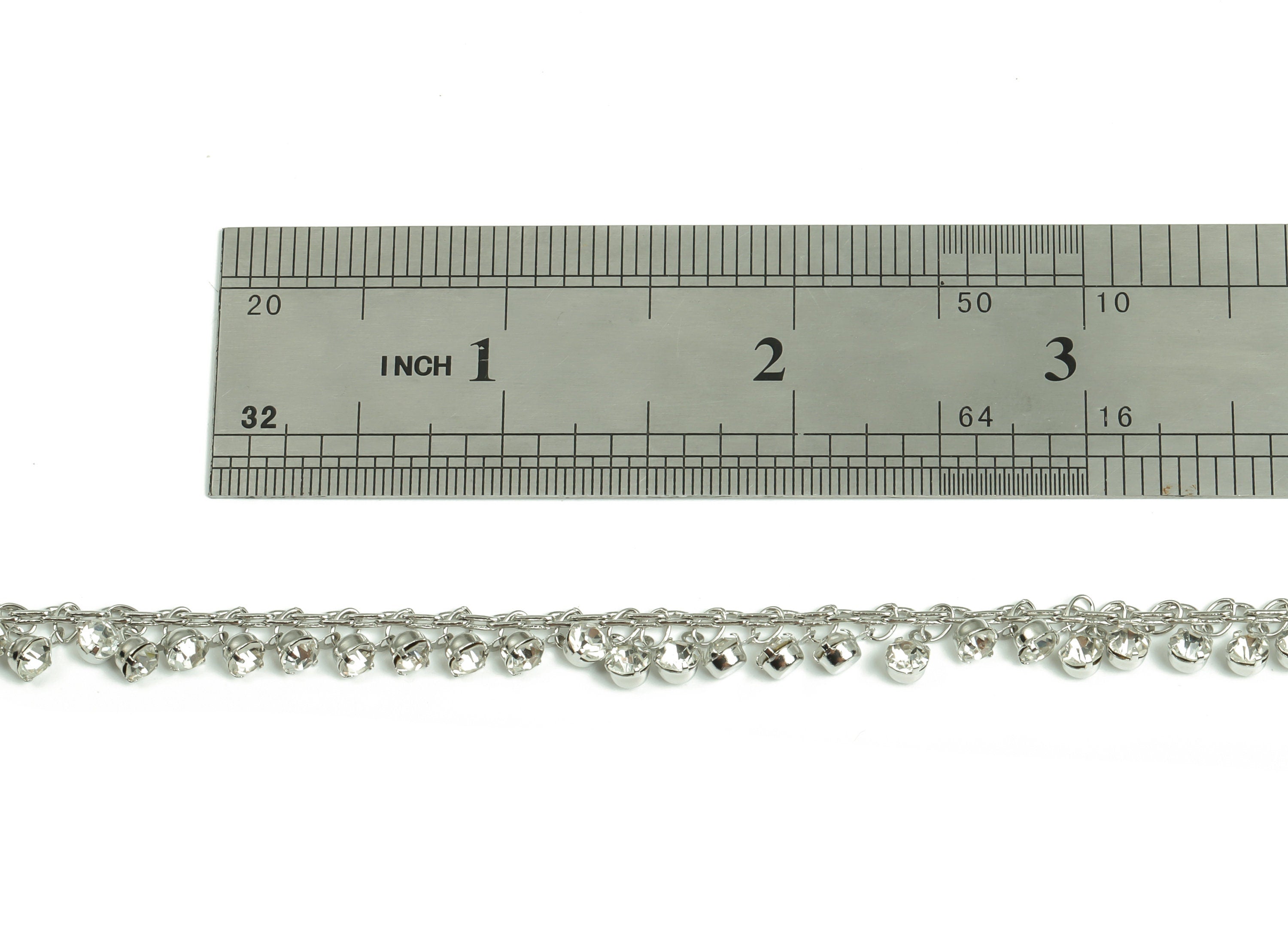 Glass Satellite Bead Chain - Silver Tone Plated Brass Chain - Soldered Glass Beaded Chain - For Bracelet 0.13" x 0.05" x 0.02" CC1214S - DOMEDBAZAAR