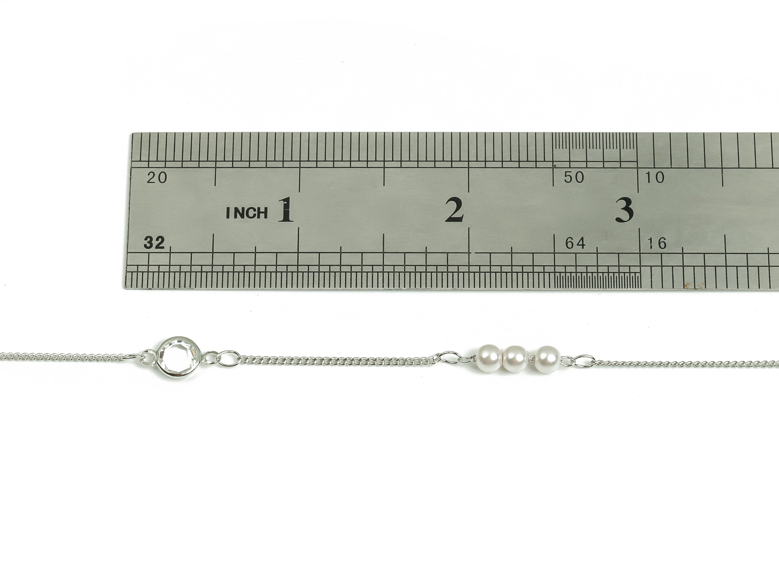 Pearl Glass Satellite Curb Chain - Silver Tone Plated Brass Chain - Soldered Round Glass Beaded Chain-For Bracelet 0.05"x0.05"x0.03" CC1215S - DOMEDBAZAAR