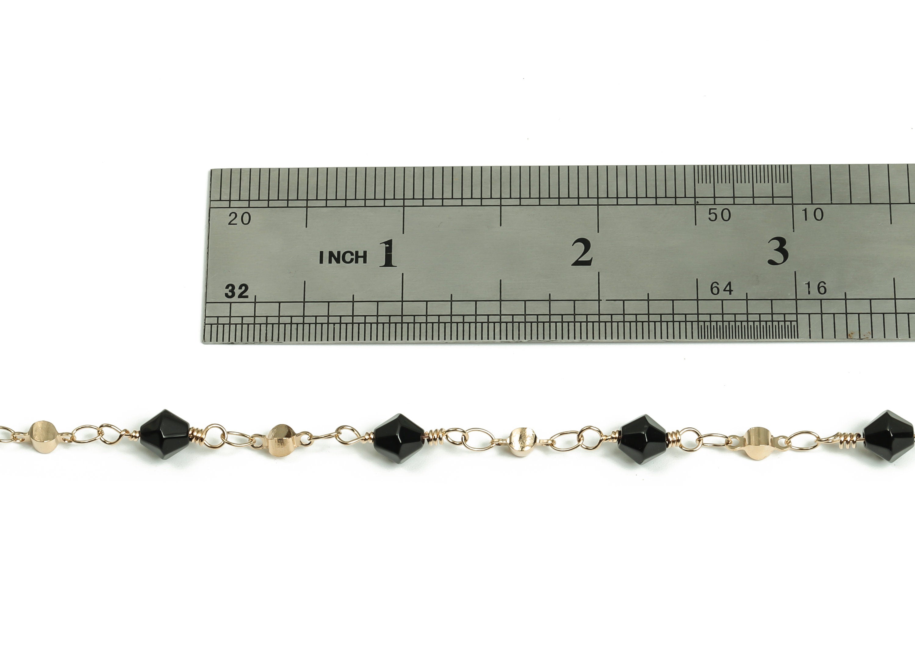 Glass Bead Chain - KC Gold Tone Plated Brass Chain - Soldered Glass Beaded Chain - For Necklace Bracelet 0.26" x 0.26" x 0.24" CC1217G - DOMEDBAZAAR