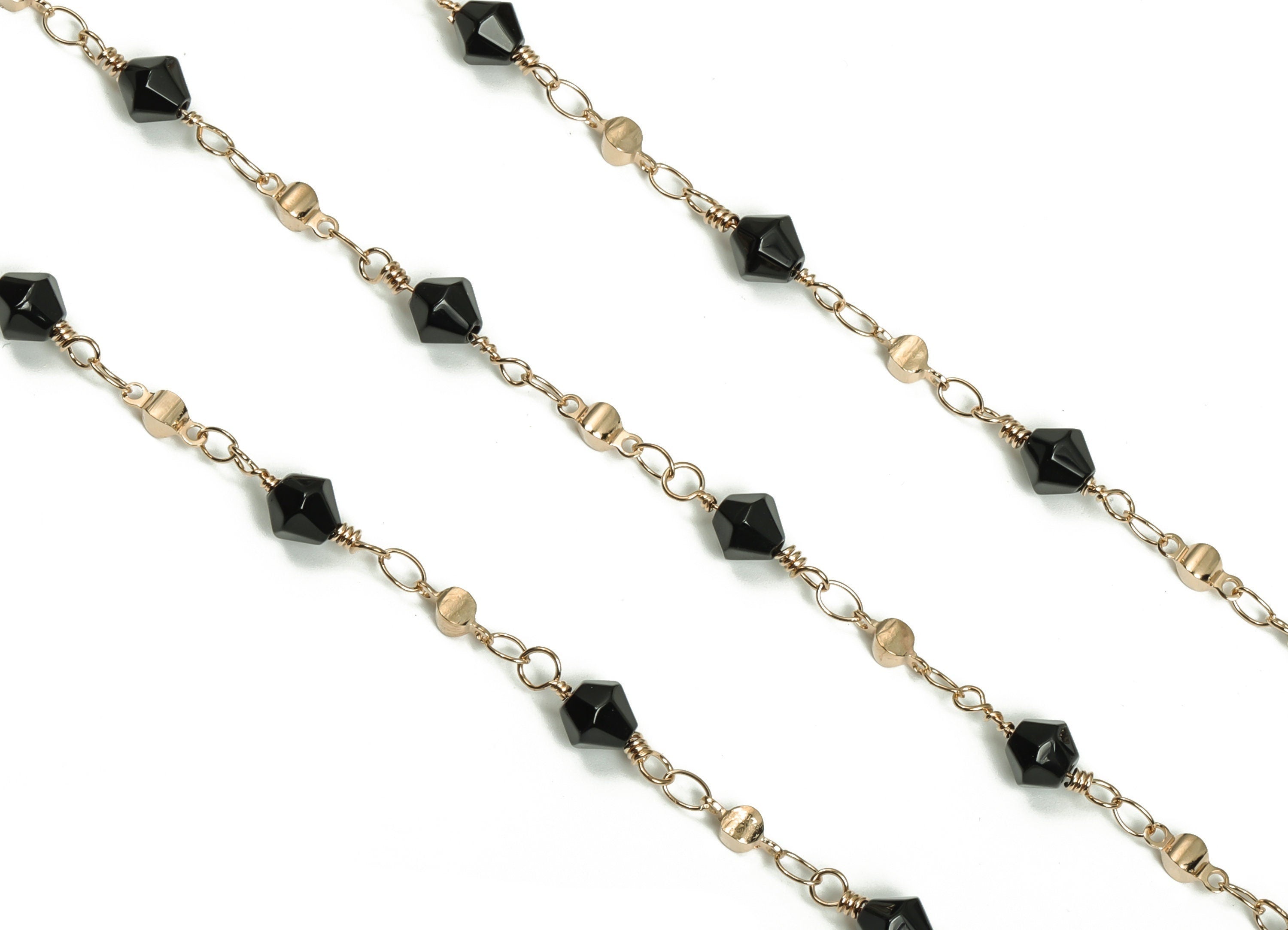 Glass Bead Chain - KC Gold Tone Plated Brass Chain - Soldered Glass Beaded Chain - For Necklace Bracelet 0.26" x 0.26" x 0.24" CC1217G - DOMEDBAZAAR