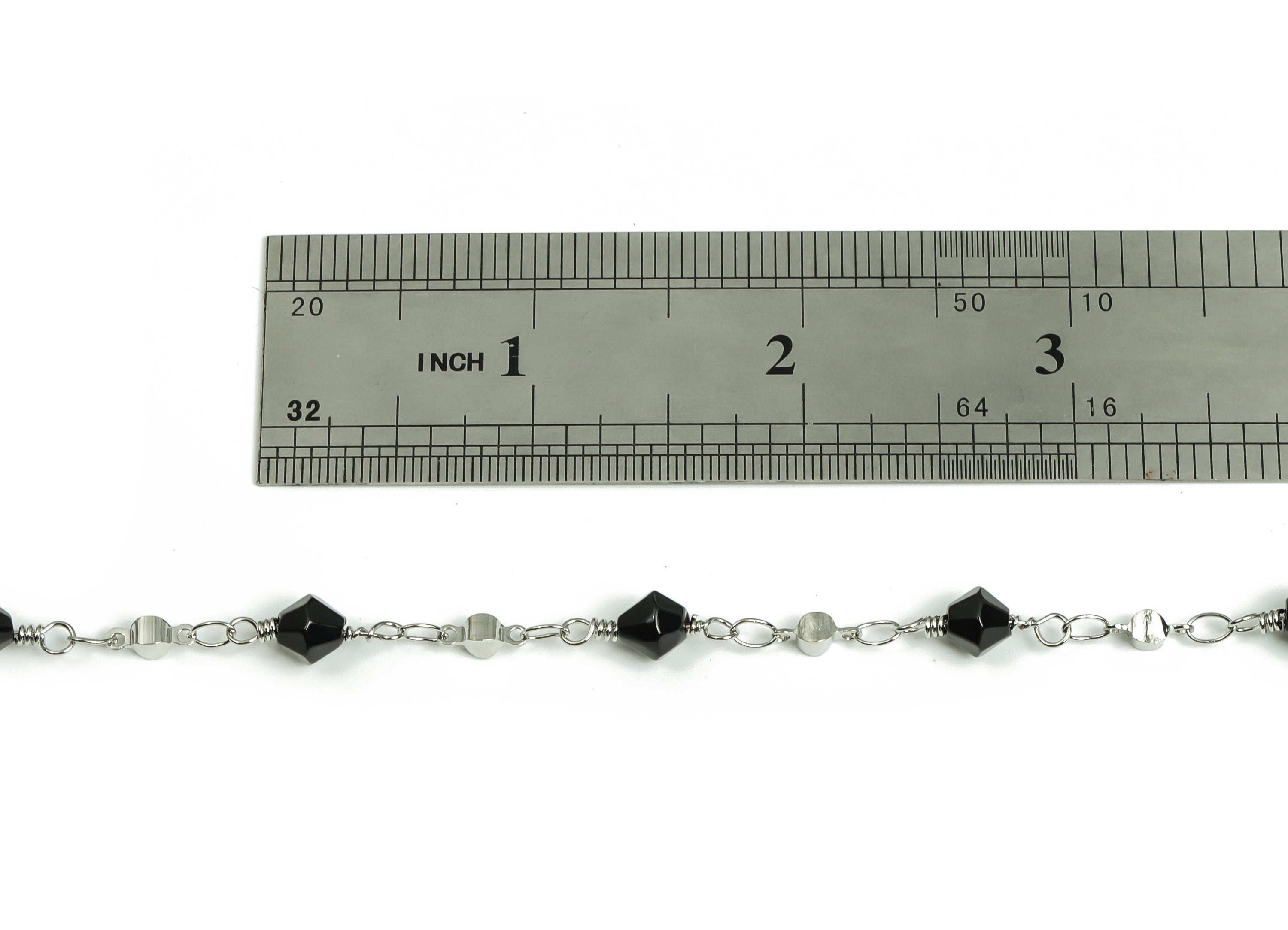 Glass Bead Chain - Silver Tone Plated Brass Chain - Soldered Glass Beaded Chain - For Necklace Bracelet 0.26" x 0.26" x 0.24" CC1217S - DOMEDBAZAAR