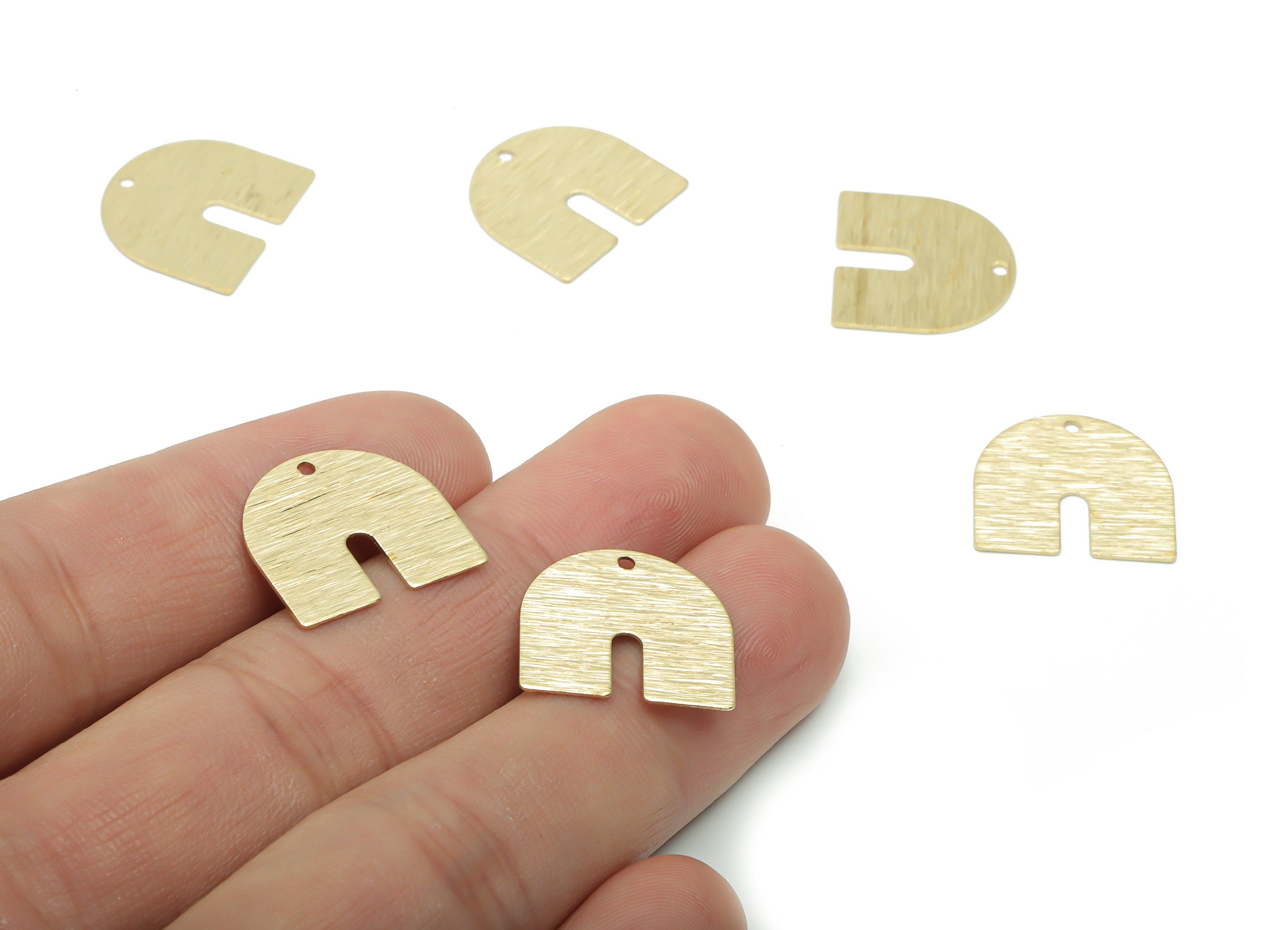 Brass Textured U Earring Charms - Raw Brass U Pendant - Jewelry Making Supplies - 16.98x15.99x0.45mm - PP4998 - DOMEDBAZAAR