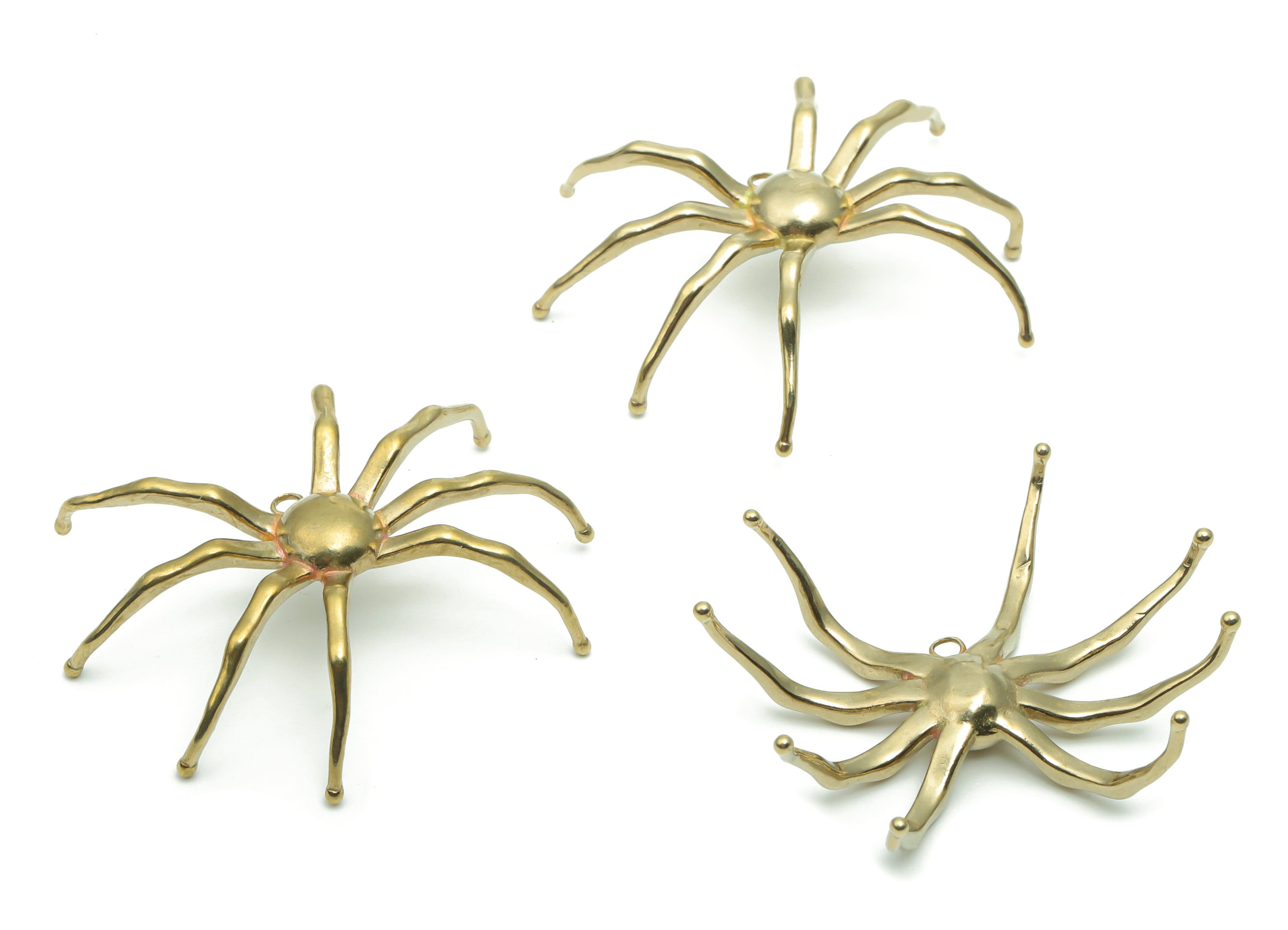 Brass Crawling Spider Earring Charms - Raw Brass Crawling Spider Pendant - Jewelry Making Supplies - 35.72x28.67x4.71mm - PP5000 - DOMEDBAZAAR