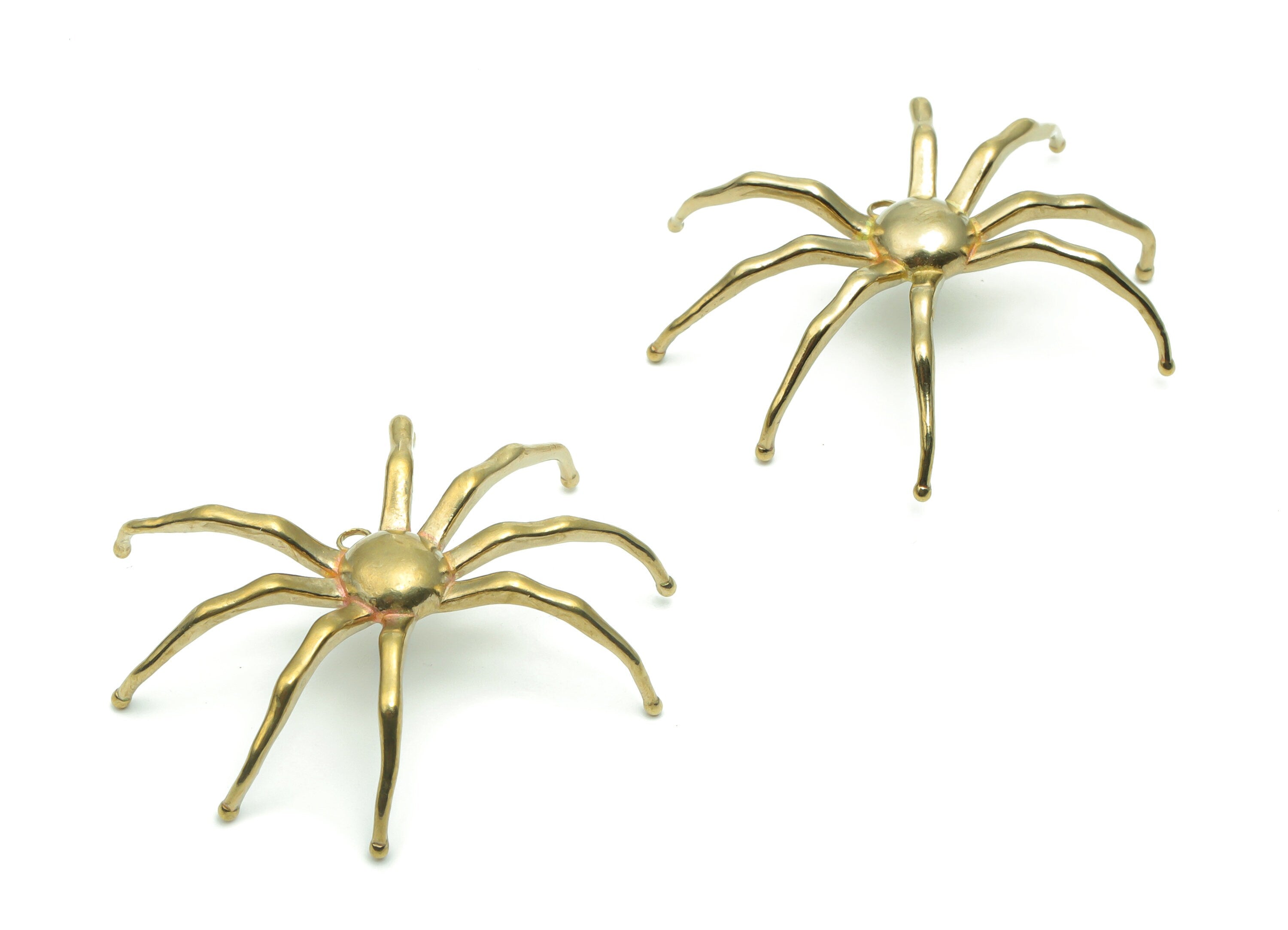 Brass Crawling Spider Earring Charms - Raw Brass Crawling Spider Pendant - Jewelry Making Supplies - 35.72x28.67x4.71mm - PP5000 - DOMEDBAZAAR