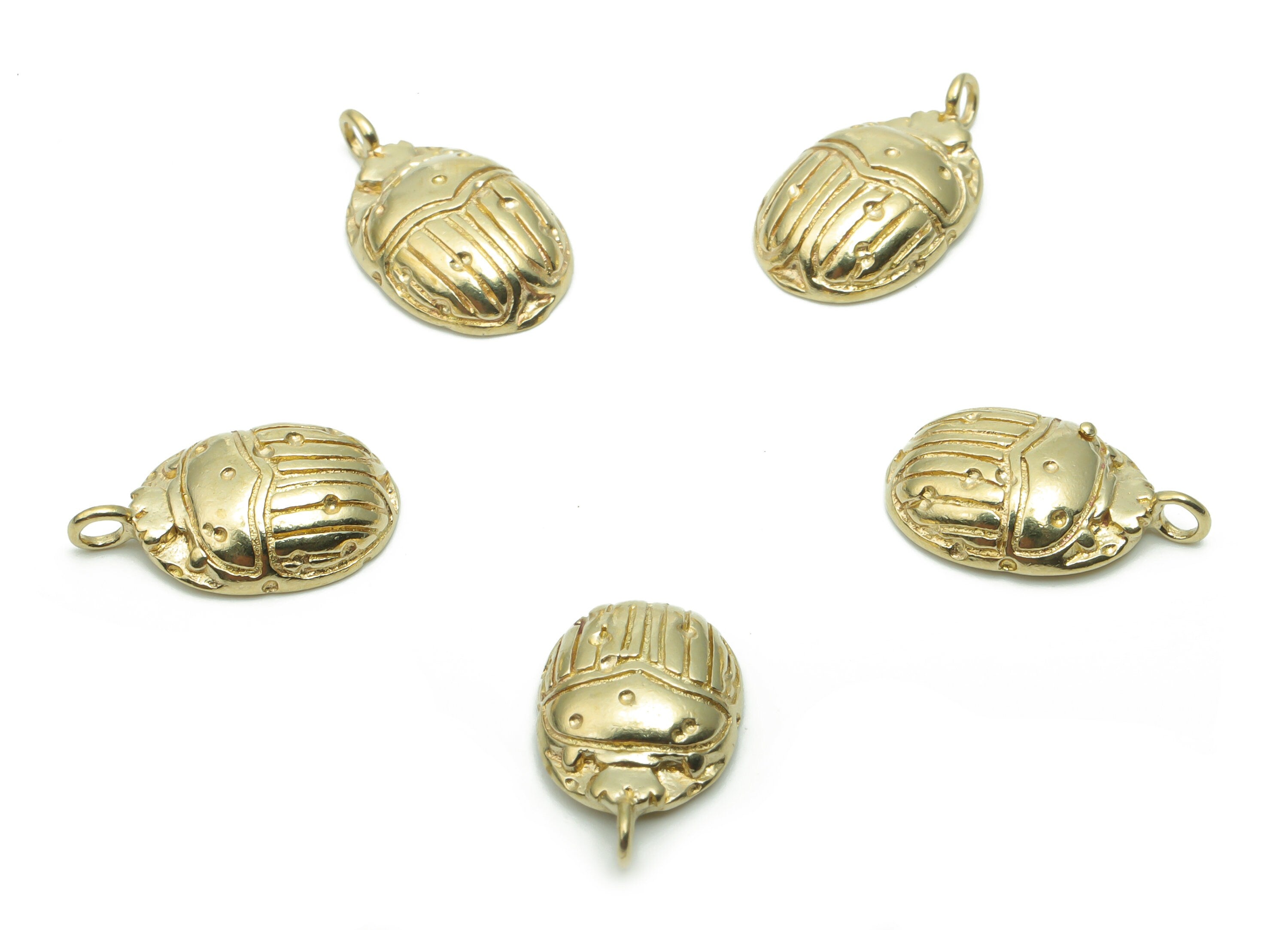 Brass Beetle Insect Earring Charms - Raw Brass Insect Pendant - DIY Jewelry Making Supplies - 14.25x8.69x1.14mm - PP5002 - DOMEDBAZAAR