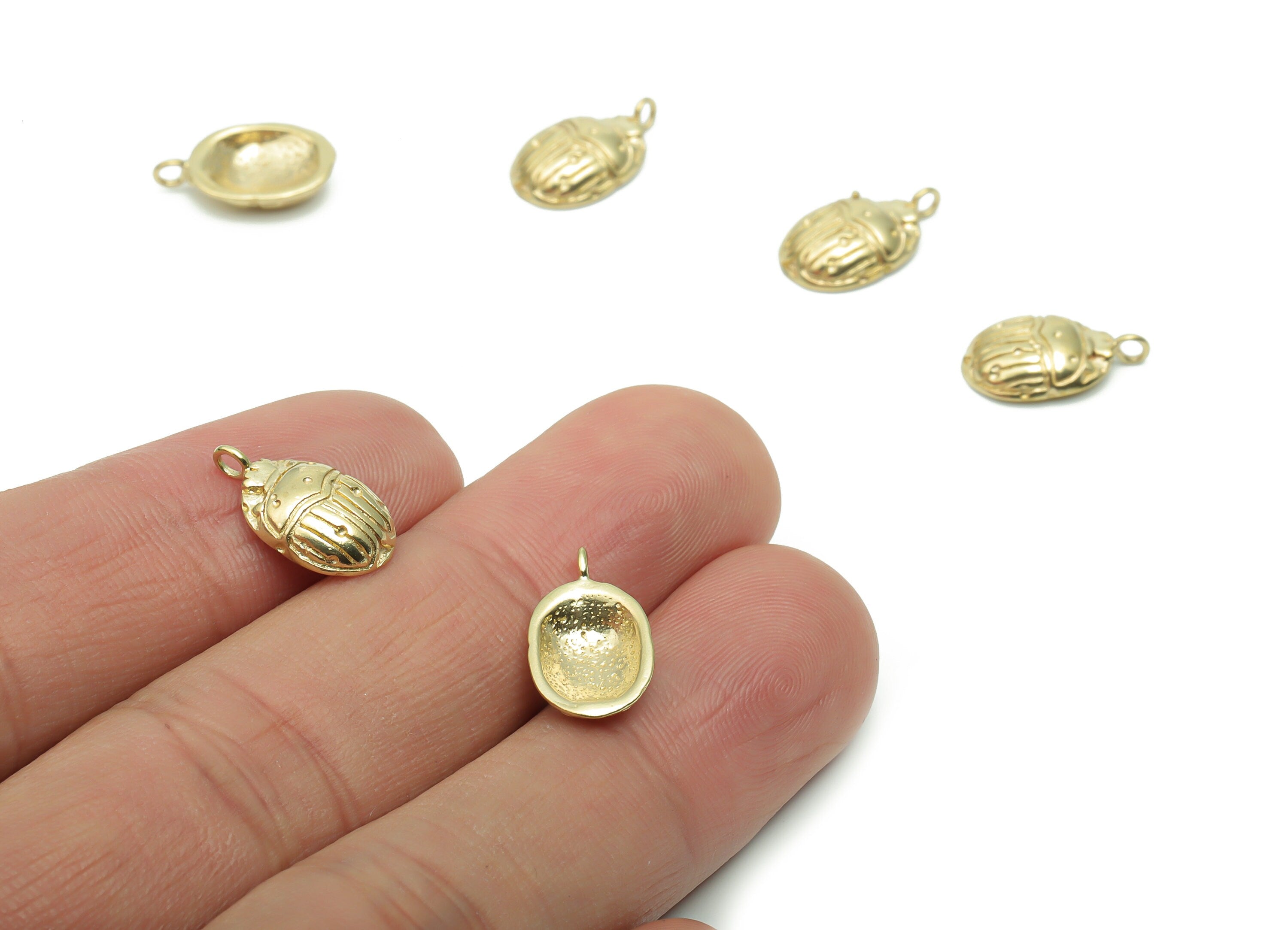 Brass Beetle Insect Earring Charms - Raw Brass Insect Pendant - DIY Jewelry Making Supplies - 14.25x8.69x1.14mm - PP5002 - DOMEDBAZAAR