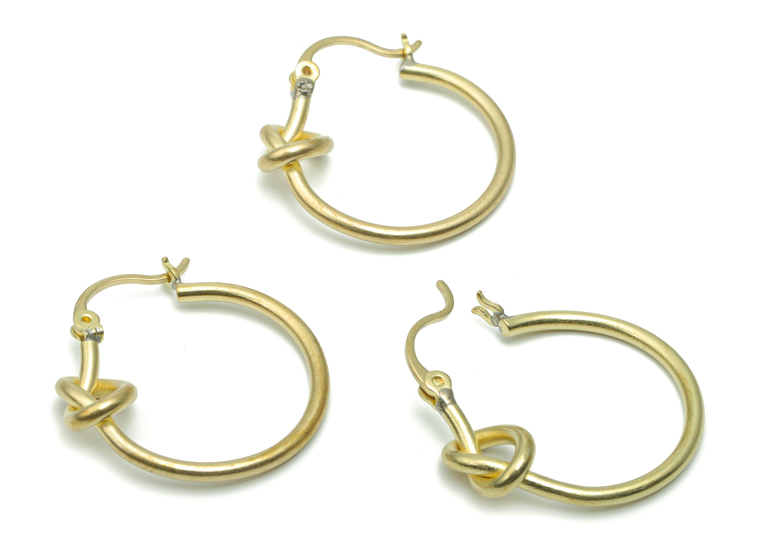 Brass Knot Round Clasp Earring Connector - Raw Brass Knot Circle Earring Charms - Jewelry Making Supplies - 25.95x24.18x1.76mm - PP5083 - DOMEDBAZAAR