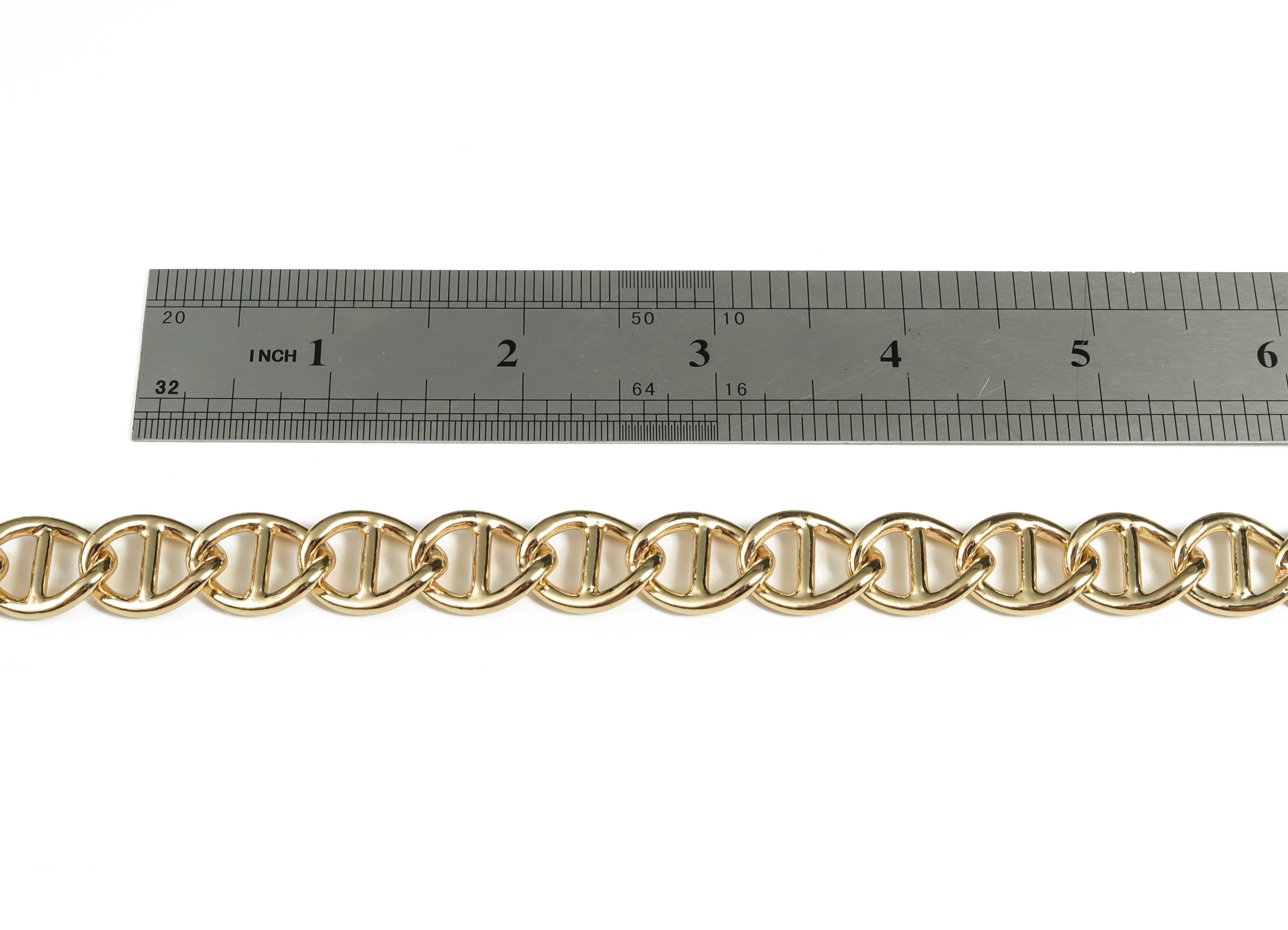 Oval Rectangle Paper Clip Layering Chain - 18K Gold Soldered Oval Rolo Chain - Large Curb Chain - For Bracelet 0.74"x0.56"x0.12" RGP3026 - DOMEDBAZAAR