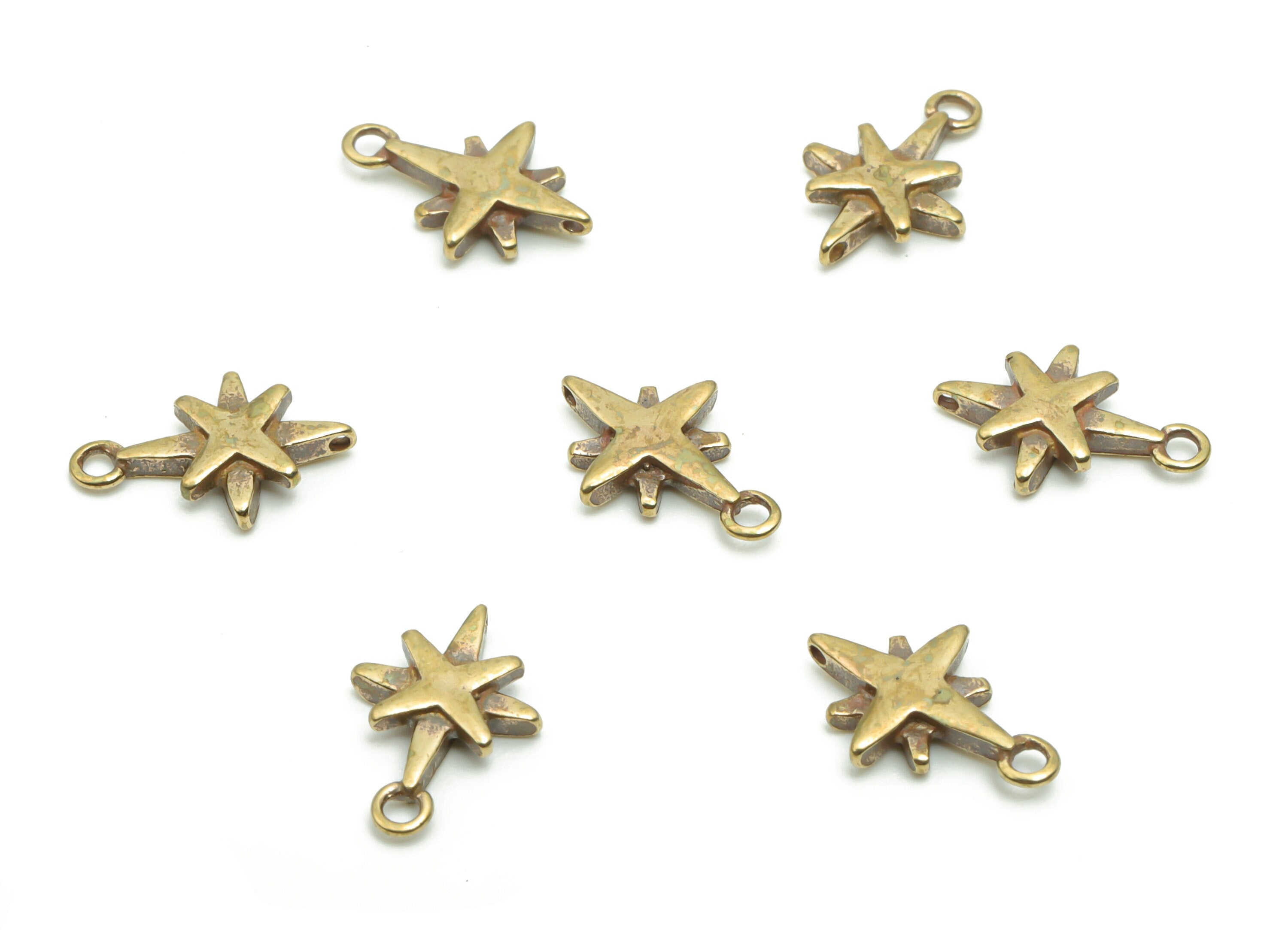 Brass Planet Earring Charms - Raw Brass Mini Star Pendant - DIY Jewelry Making Supplies - 11.94x8.12x1.88mm - PP4982 - DOMEDBAZAAR