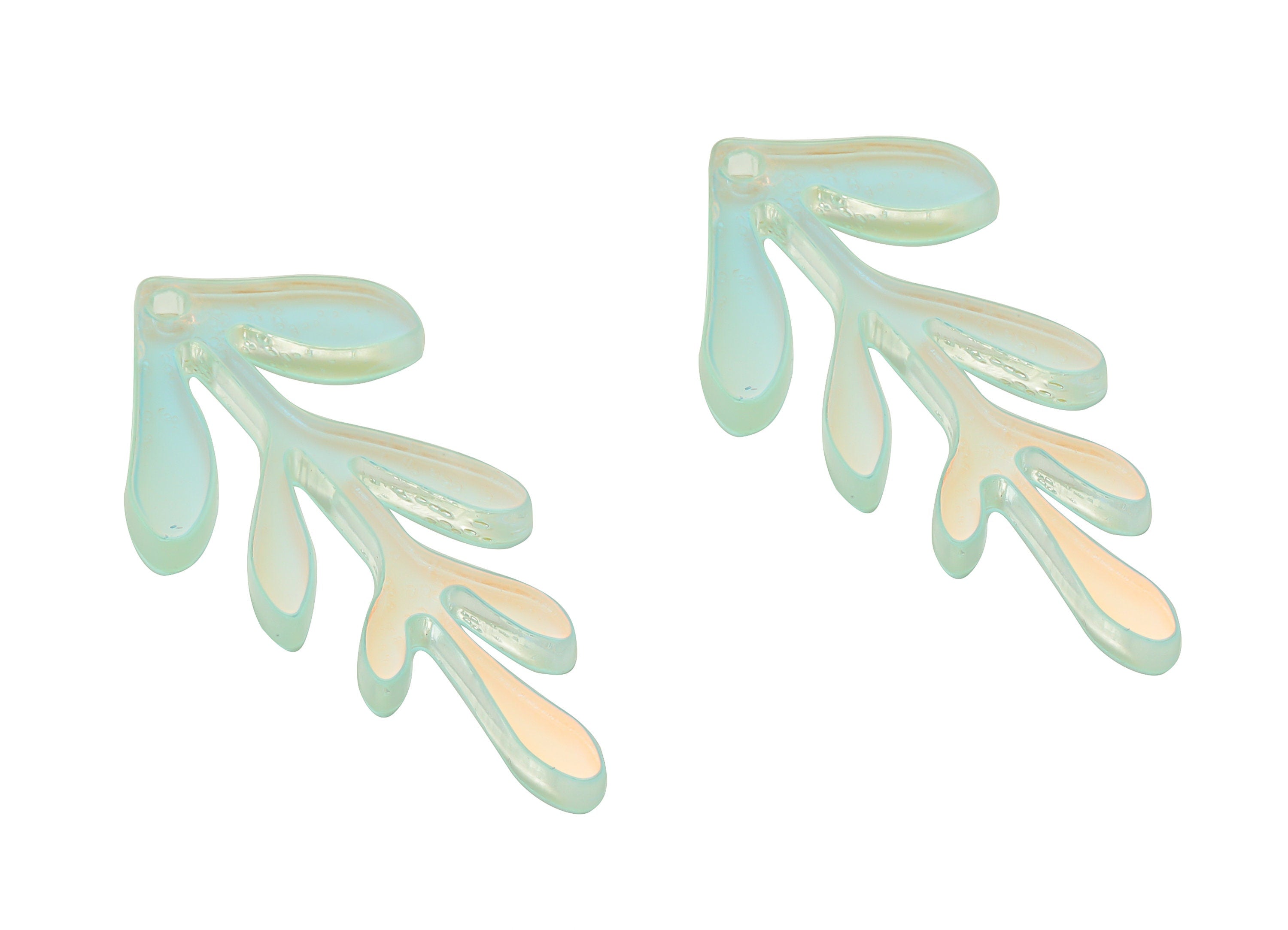 Colorful Acrylic Leaf Earring Charms - Acrylic Leaf Pendant - Jewellery Making Supplies - Color Code:A575 - 42.02x21.48x2.8mm - AC2346-A575 - DOMEDBAZAAR