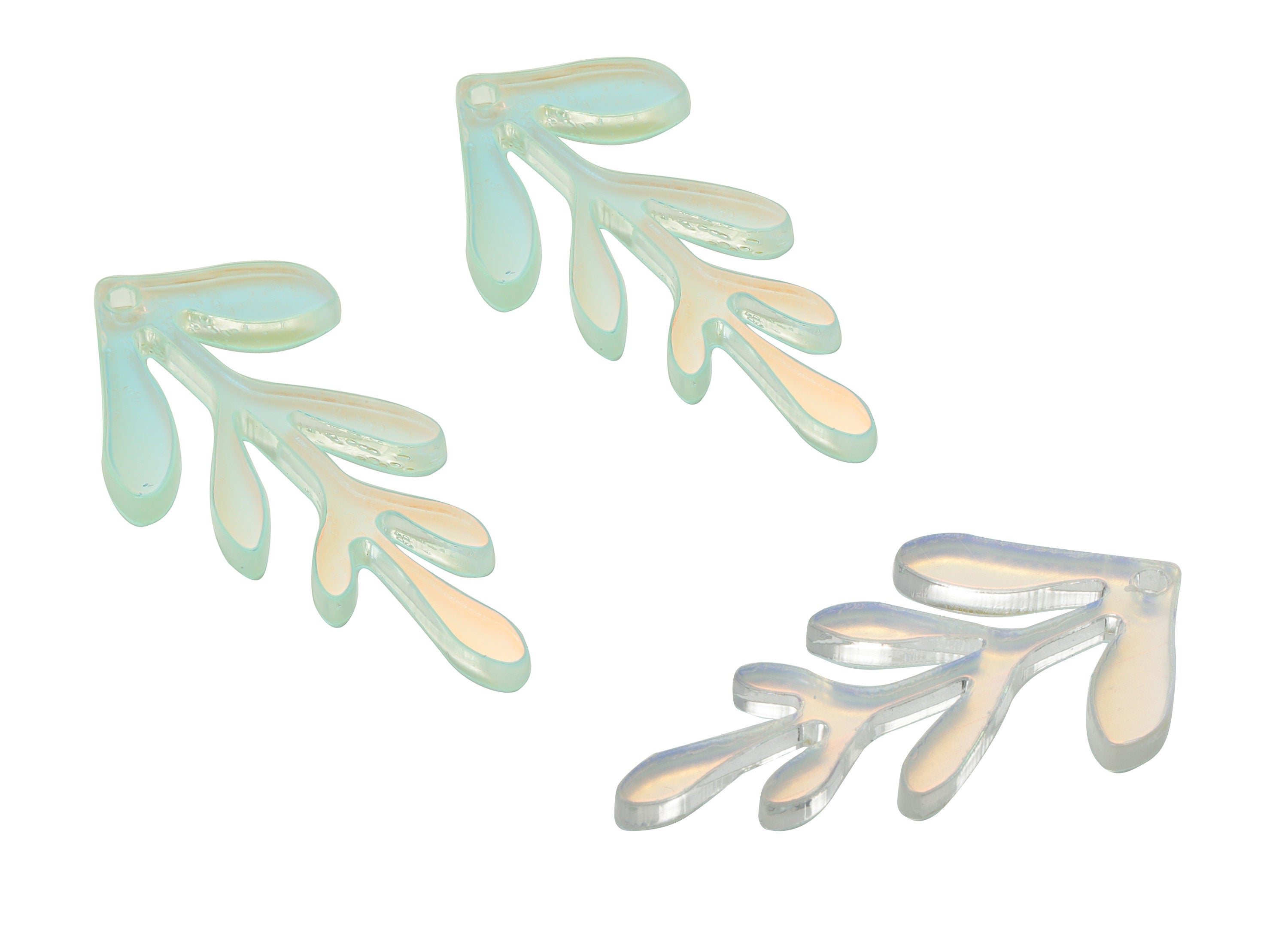 Colorful Acrylic Leaf Earring Charms - Acrylic Leaf Pendant - Jewellery Making Supplies - Color Code:A575 - 42.02x21.48x2.8mm - AC2346-A575 - DOMEDBAZAAR