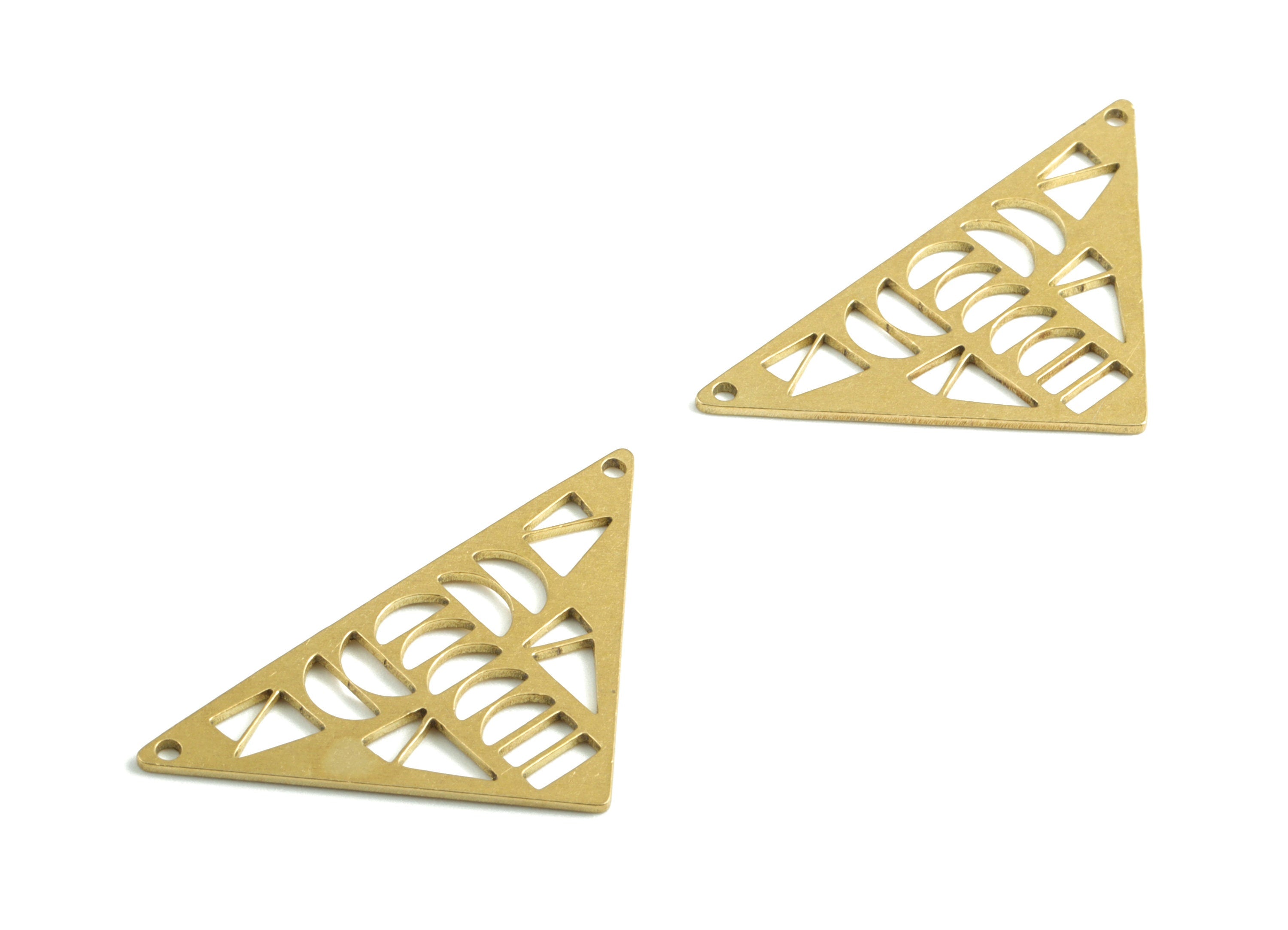 Brass Triangle Moon Earring Connector - Raw Brass Phases of Moon Charms and Pendant - Jewelry Making Supplies - 37.73x19.95x0.82mm - PPM2864 - DOMEDBAZAAR