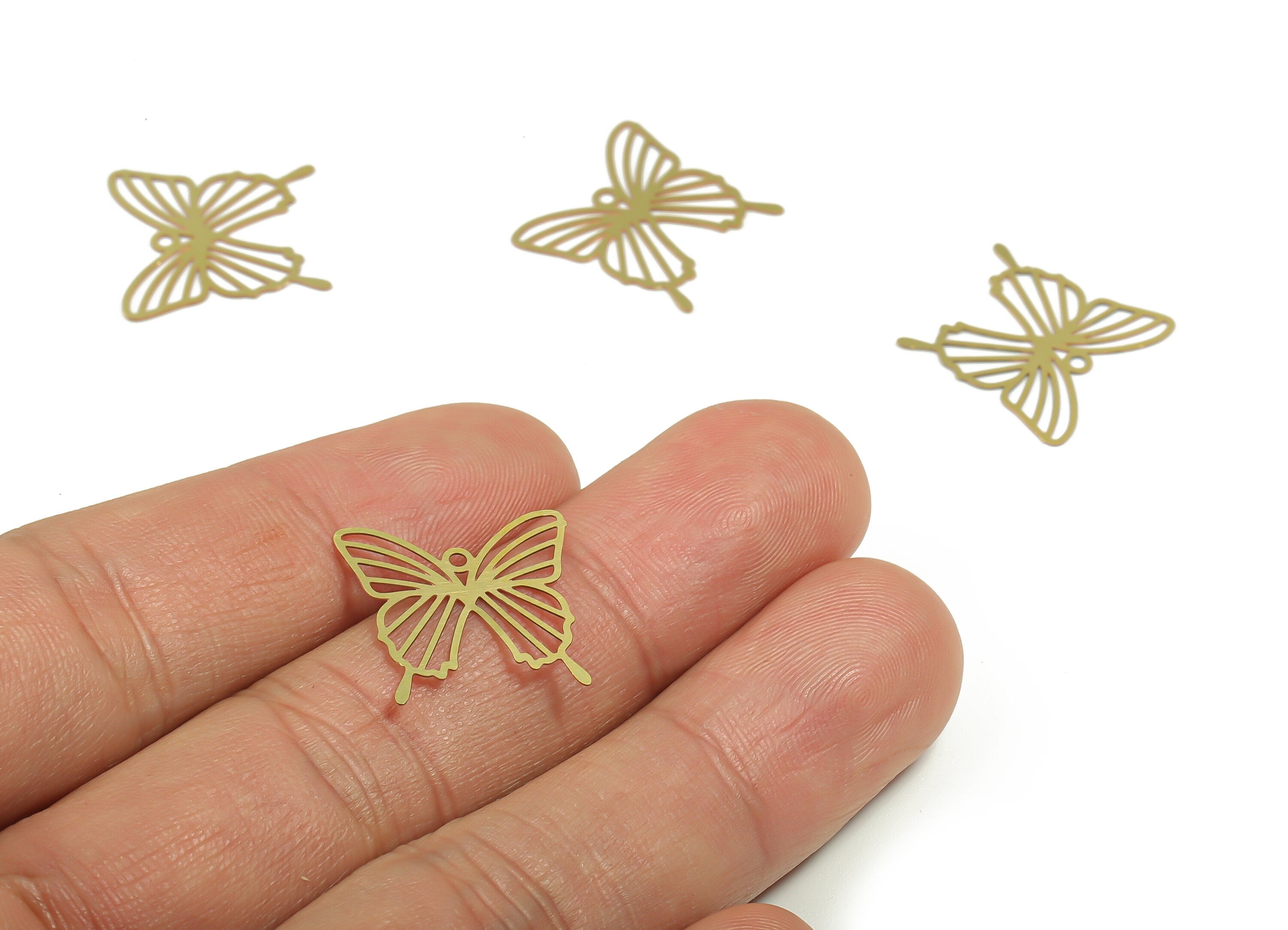 Brass Butterfly Earring Charms - Raw Brass Butterfly Pendant - Jewelry Making Supplies - 17.64mm x 17.38mm x 0.27mm - JJC11714 - DOMEDBAZAAR